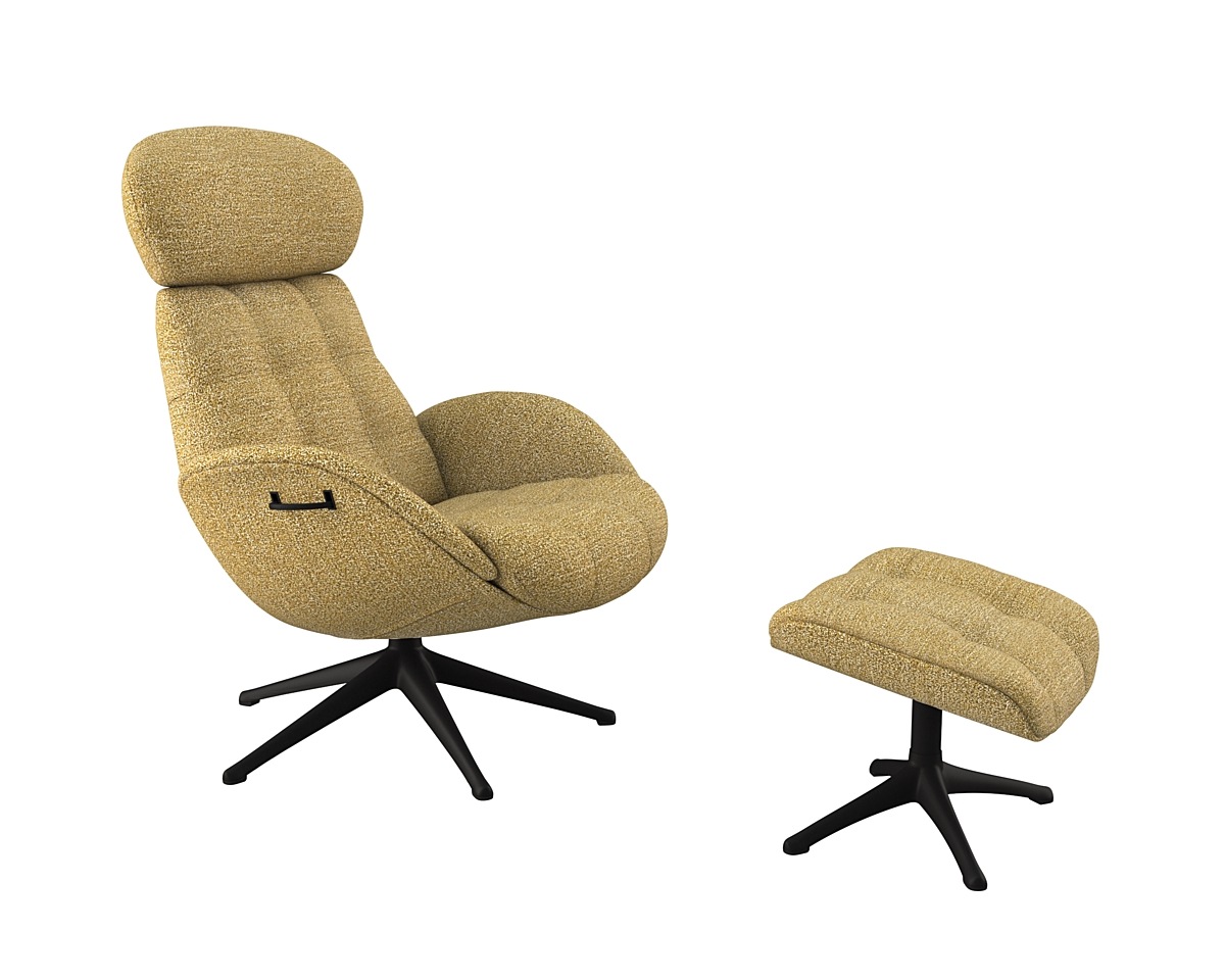 FLEXLUX Relaxsessel »Chester, Funktionssessel, Hoher Komfort, Scandi, Drehbar«, Premium Komfort, Rücken- und Kopfteilverstellung, Drehbar, Fuß Schwarz