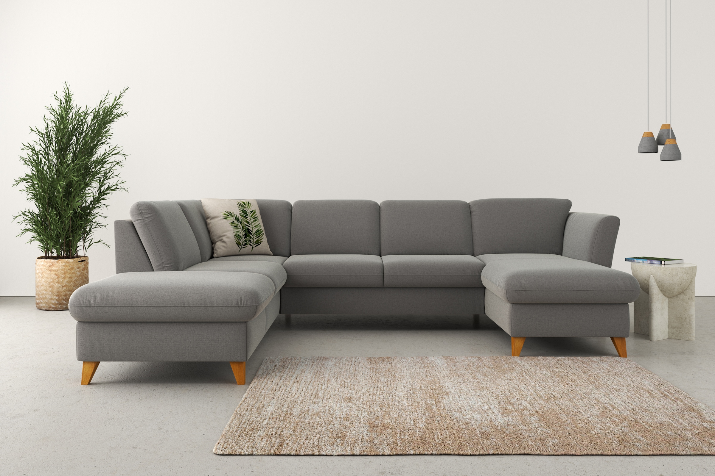 Home affaire Wohnlandschaft »Trelleborg U-Form« Federkern-Polsterung, wahlweise mit Bettfunktion und Stauraum