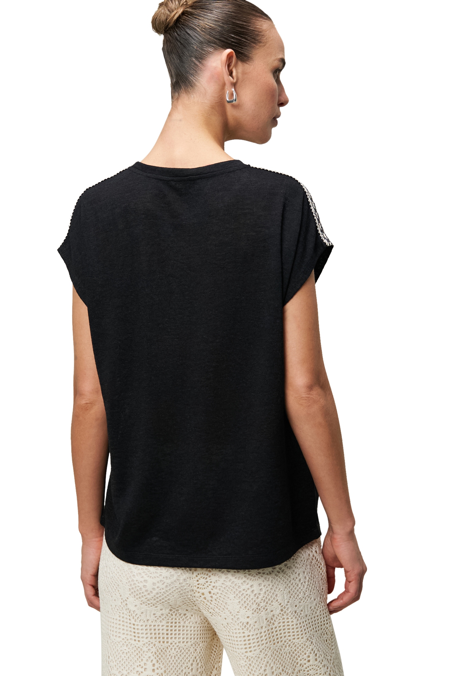 Zero Shirttop »Shirt mit Kontraststickerei«