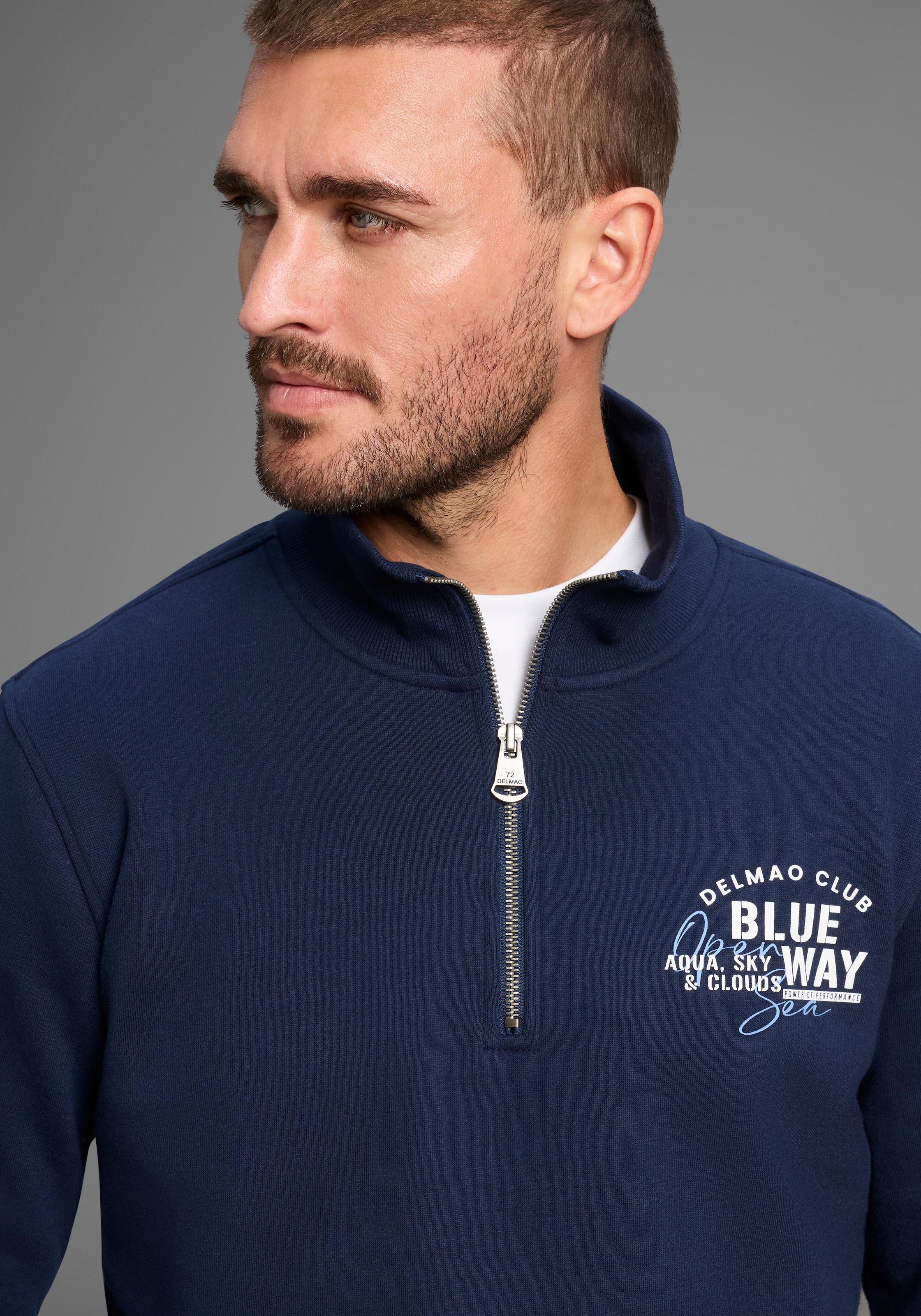 DELMAO Sweatshirt »Troyer«, mit moderner Ärmeltasche