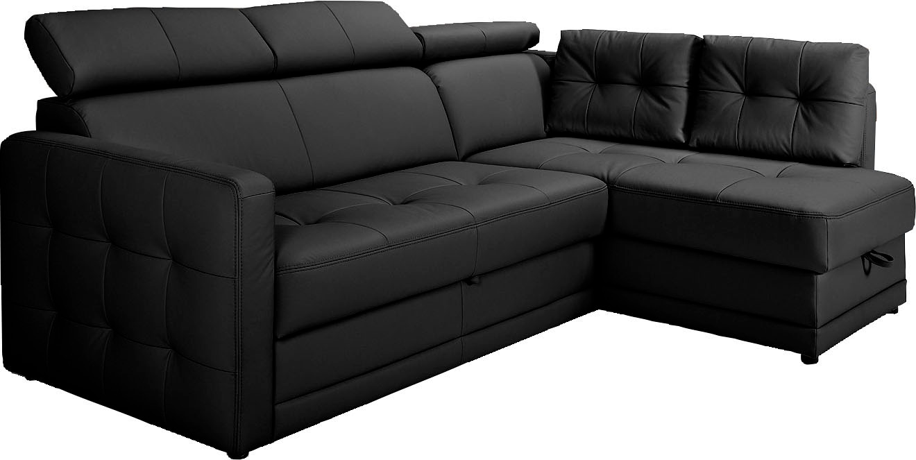 exxpo - sofa fashion Ecksofa »Arles, Federkern, zeitlos, Breite 225cm, L-Form«, wahlweise mit Bettfunktion und Bettkasten, inkl. Kopfteilverstellung