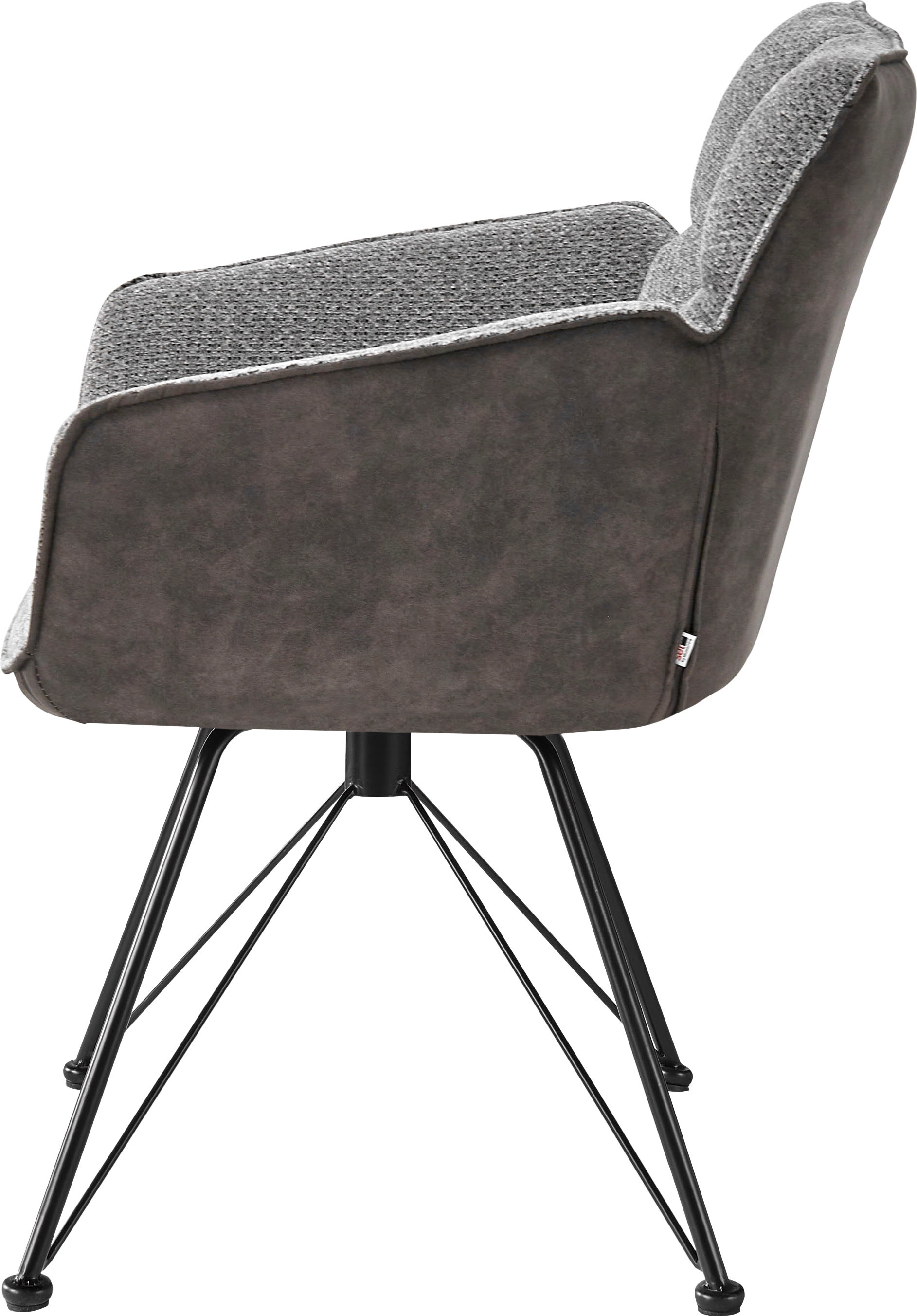 set one by Musterring Esszimmerstuhl »Frisco-B«, (Set), 2 St., Microfaser-Chenille, Bezug innen Chenille und außen Microfaser, Design-Gestell schwarz