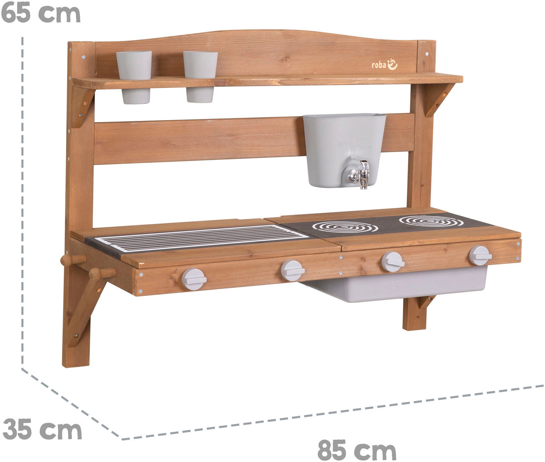 roba® Outdoor-Spielküche »Matschküche zum Aufhängen, teakholzfarben lasiert, aus Holz«, FSC® - schützt Wald - weltweit