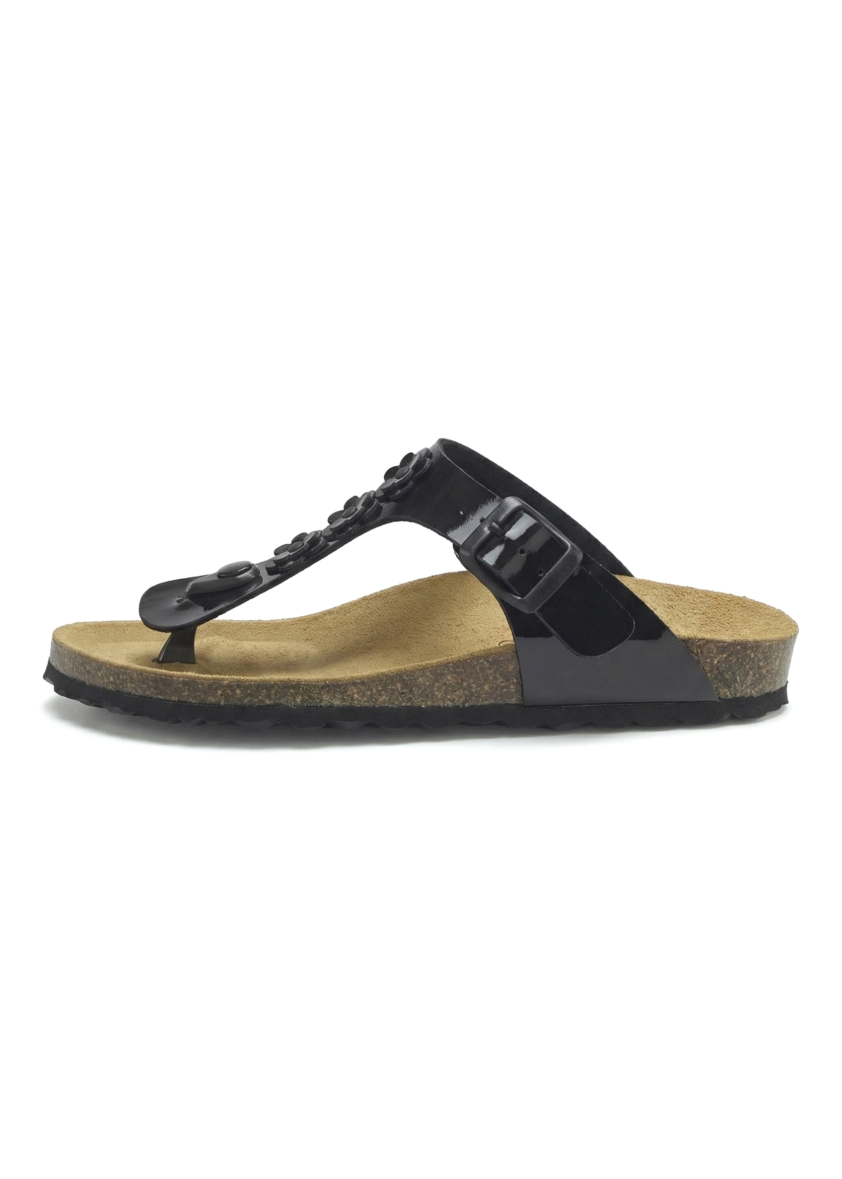 LASCANA Zehentrenner »Sandale, Pantolette, offener Schuh, Sommerschuh,«  mit komfortablem Korkfußbett