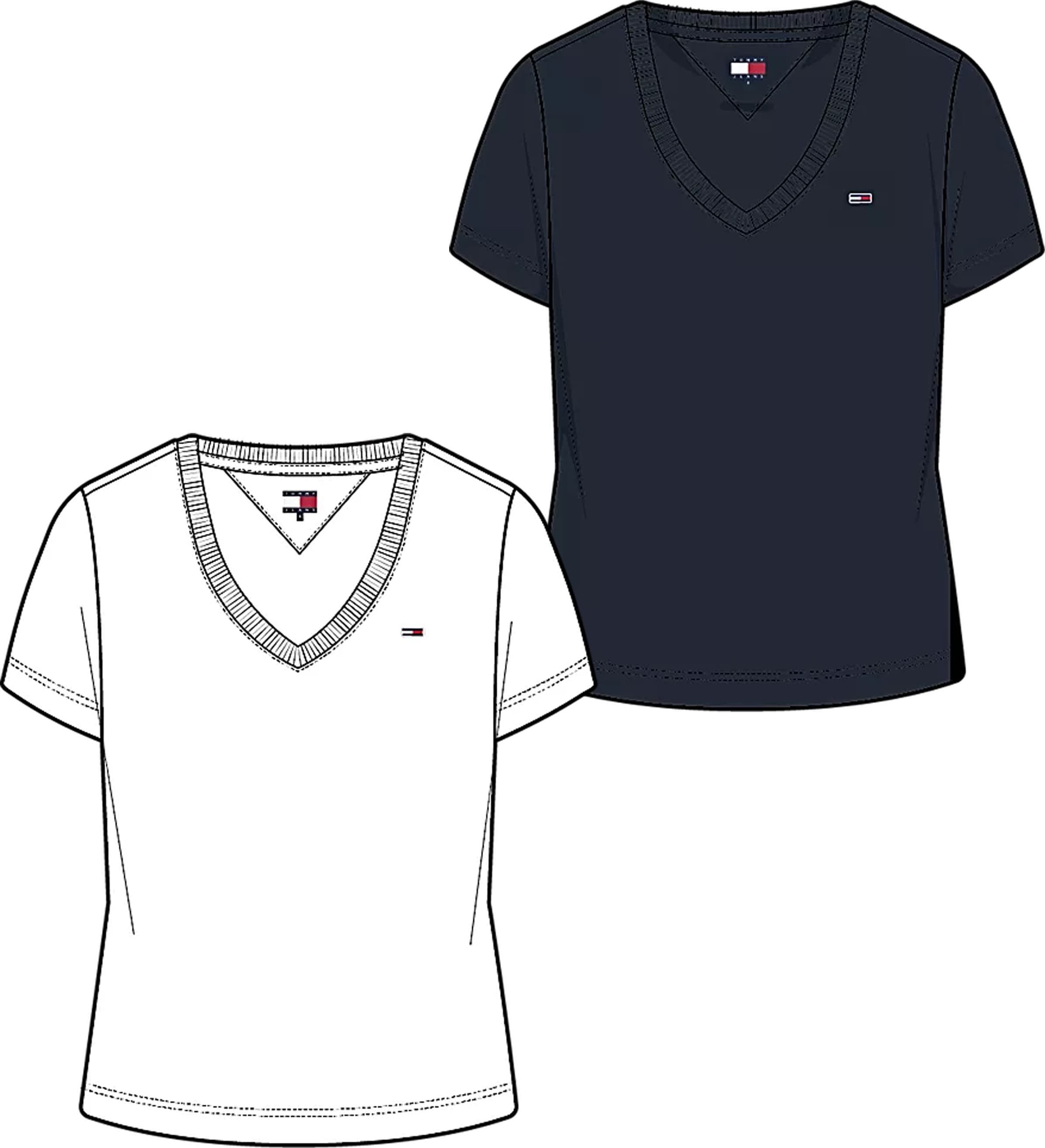 Tommy Jeans T-Shirt »TJW 2PACK V-NECK TEE«, (Packung, 2 tlg., 2-er Pack), mit Logostickerei