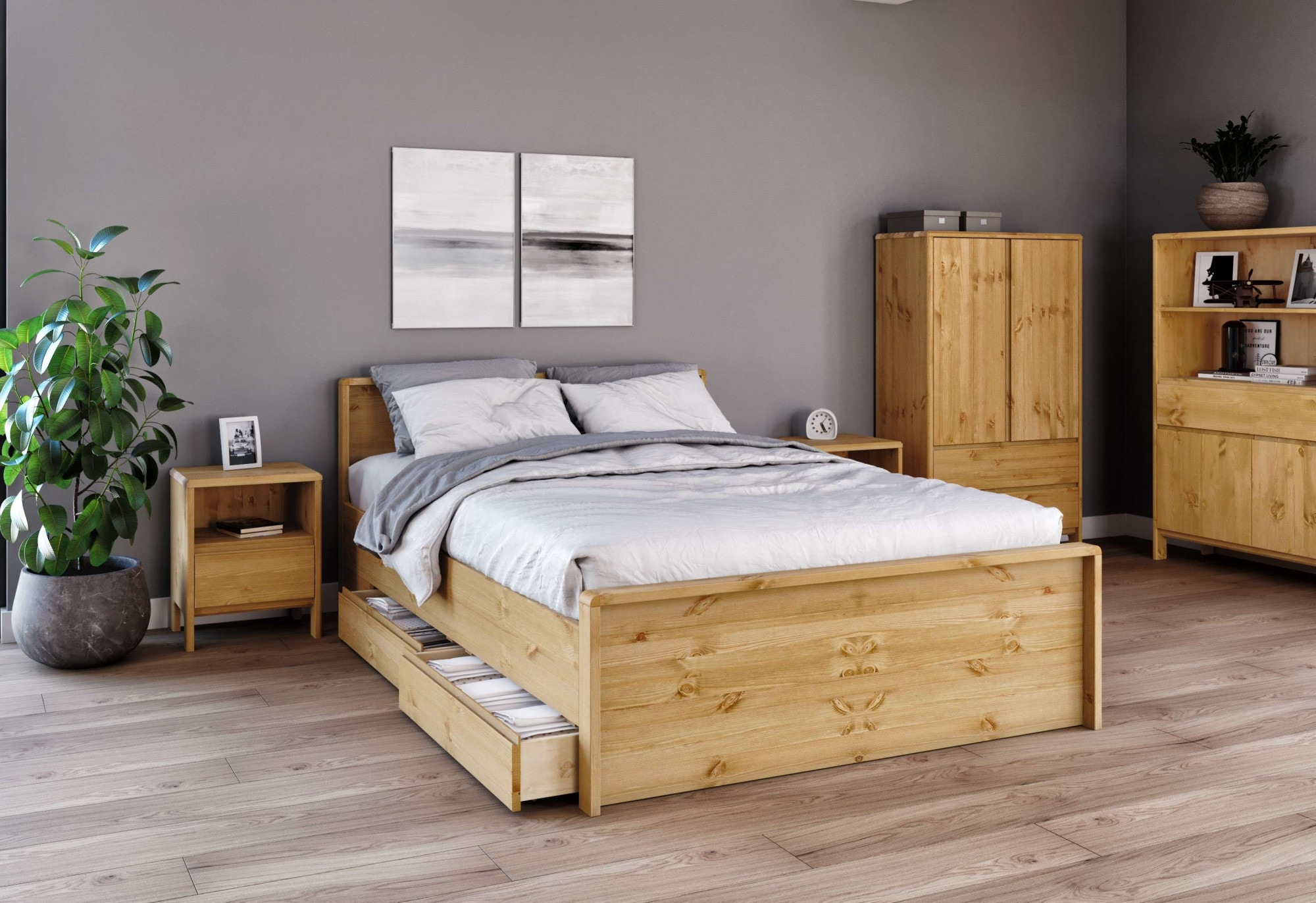 OTTO home Massivholzbett »Luven, hohe Belastbarkeit! FSC® zertifiziertes Massivholz« Breite/Belastbarkeit 180cm/220 KG, 140cm/180 KG,  aus massiver Kiefer im schlichten Design