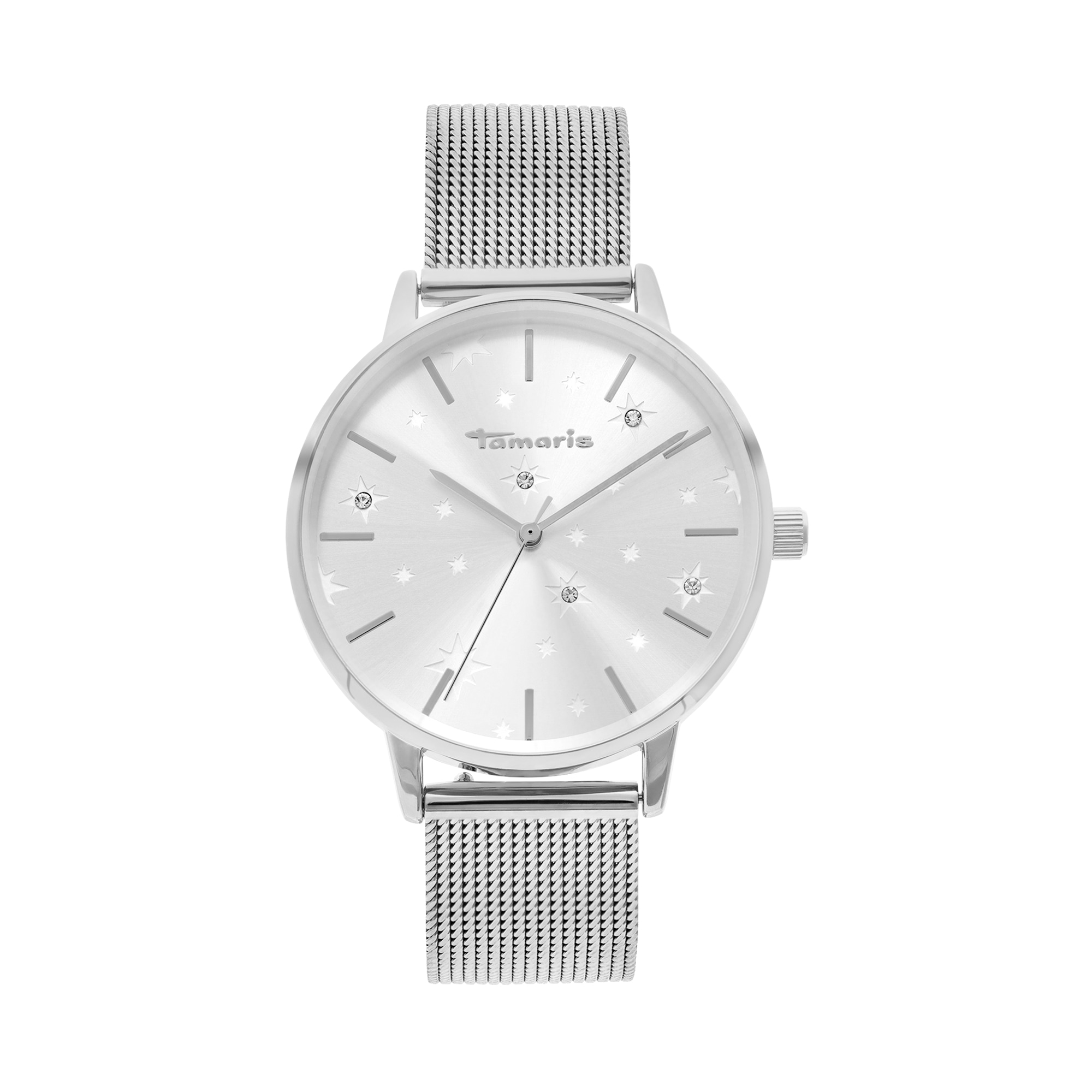 Tamaris Quarzuhr Armbanduhr, Damenuhr, Edelstahlarmband, analog, Zirkonia (synth.)