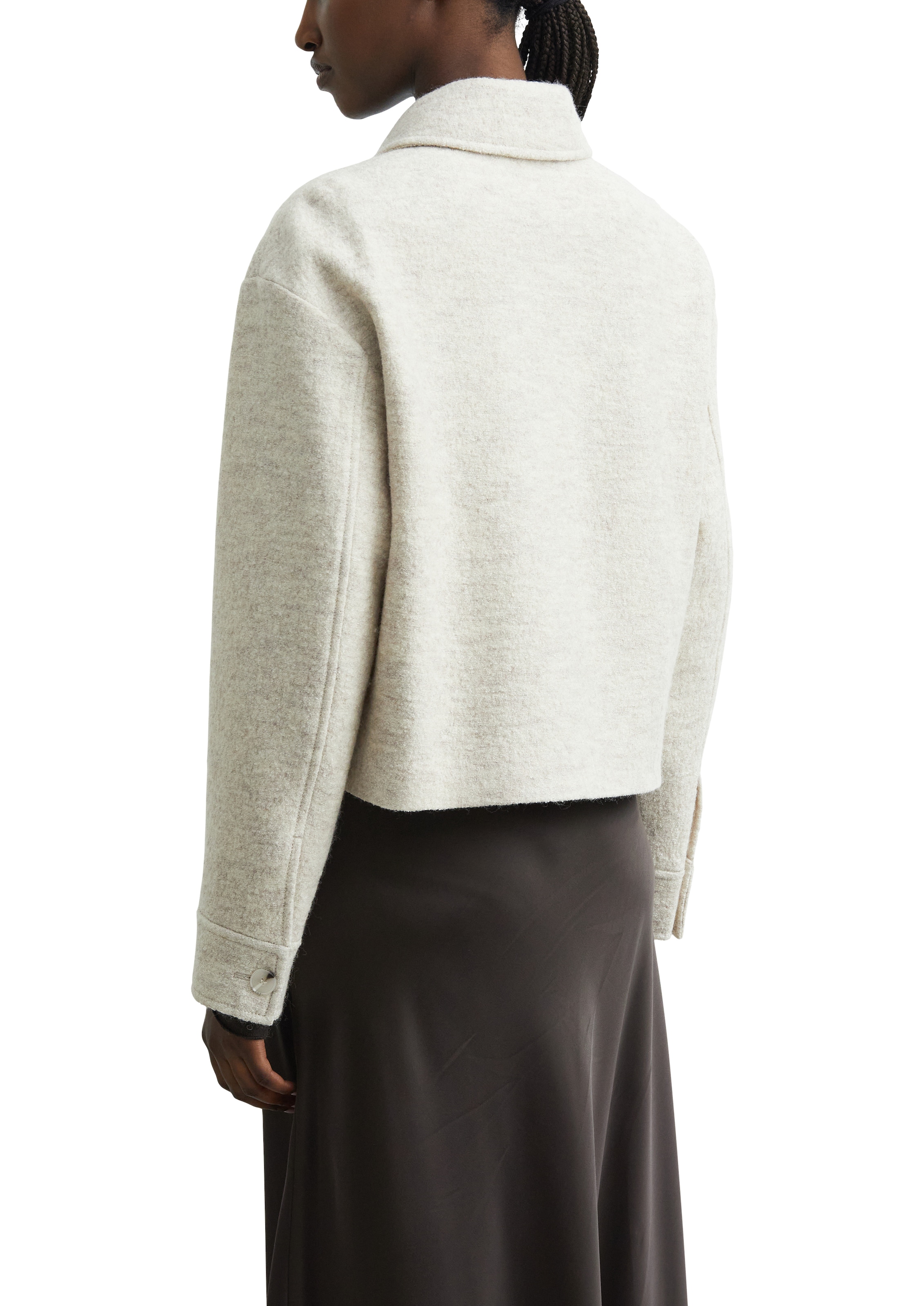 Comma Bouclèjacke mit wärmender Wolle, kurze Passform