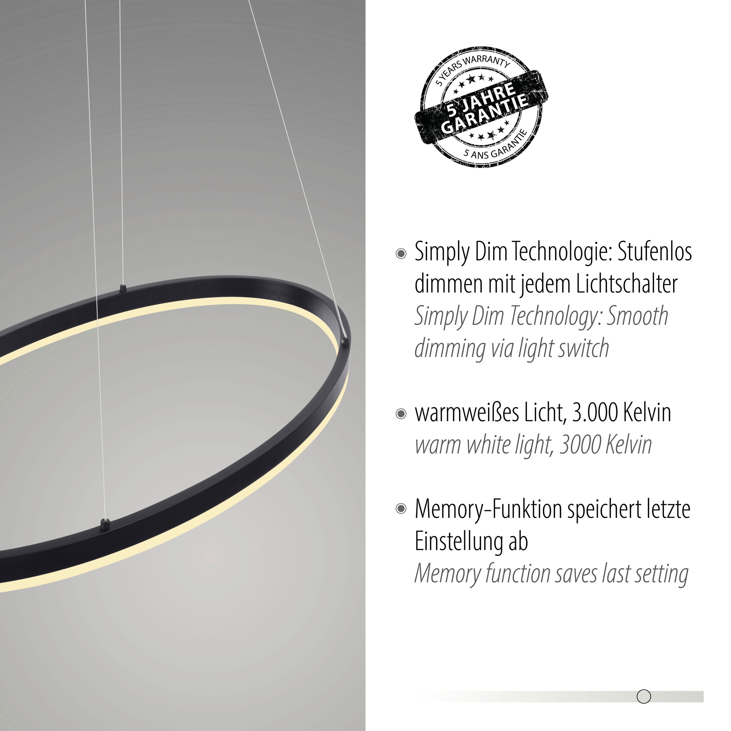 Paul Neuhaus Pendelleuchte »TITUS«, 1 flammig, Leuchtmittel LED-Board | LED fest integriert, LED, dimmbar, Simply Dim, Memory, nach Trennung vom Netz