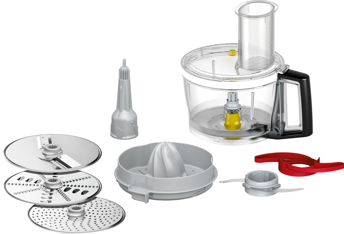 BOSCH Küchenmaschine »Serie 8 MUM9A66R00, Gratis Set VeggieLove Plus MUZ9VLP1«, Knethaken/Rühr-/Silikonbesen spülmaschinenfest, rot/silber