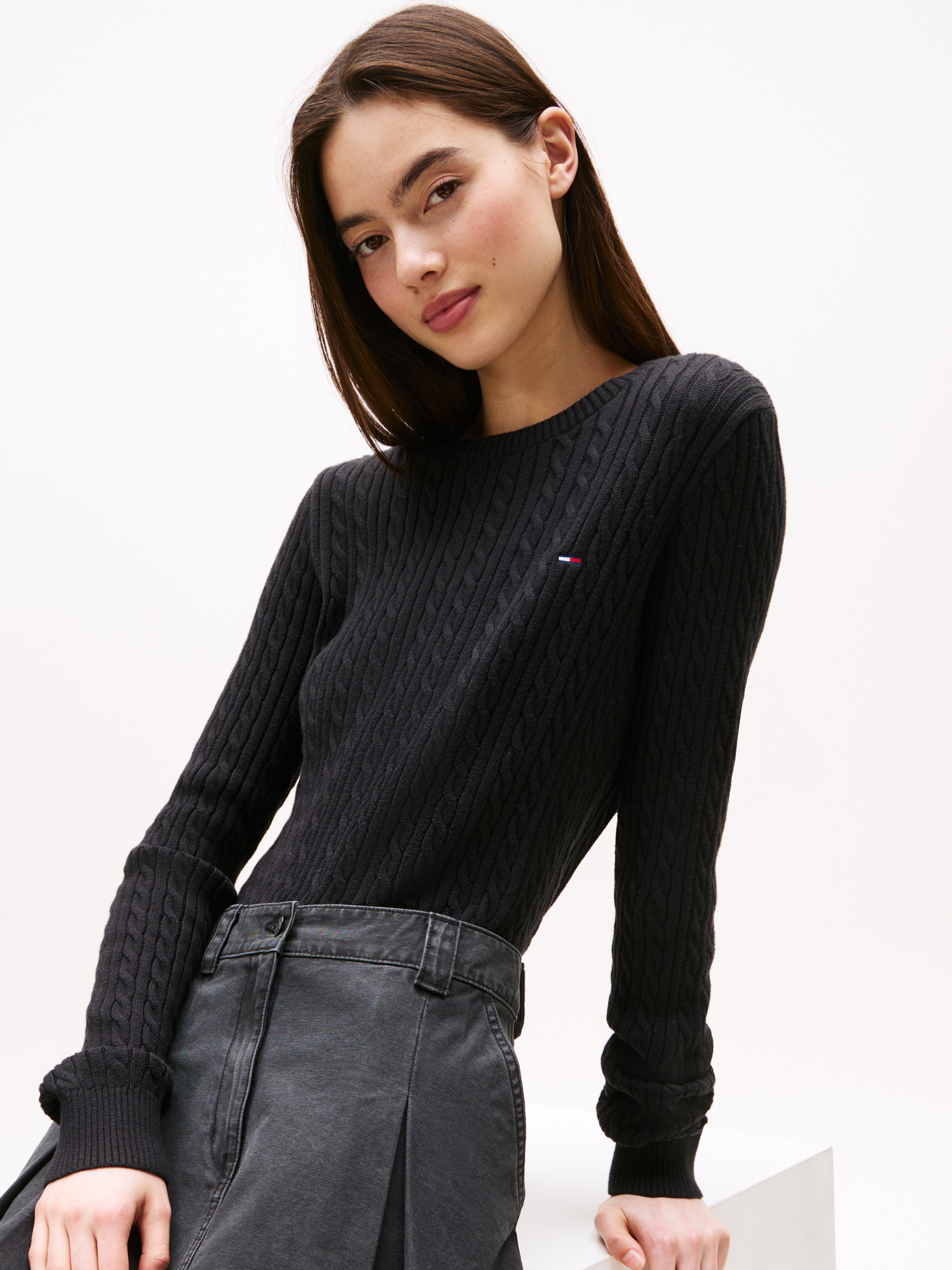Tommy Jeans Strickpullover »TJW CABLE ESSENTIAL SWEATER« mit Zopfmuster