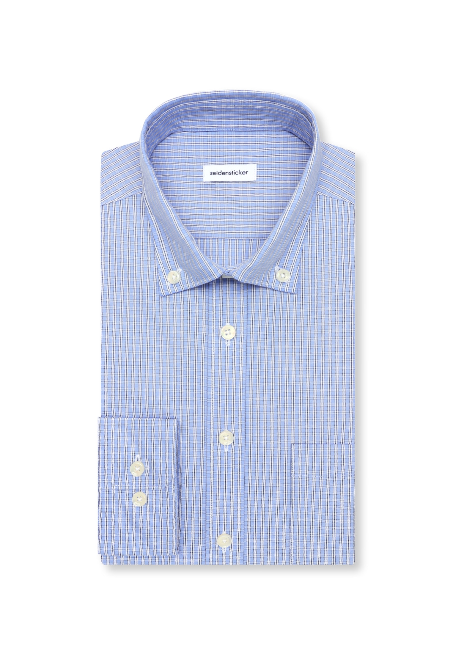 seidensticker Businesshemd Regular 1/1 Button-Down-Kragen Karo