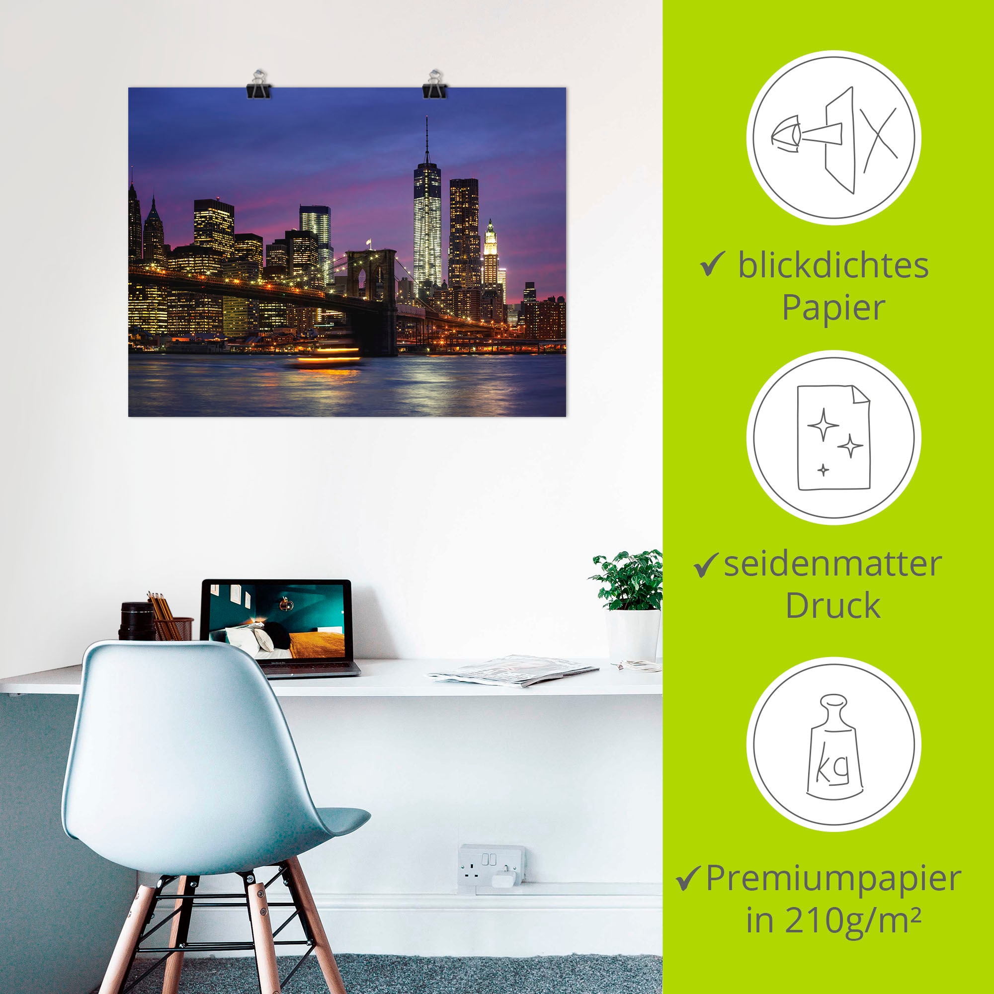 Artland Wandbild »Brooklyn Bridge«, Amerika, (1 St.), als Poster, Wandaufkleber in verschied. Größen