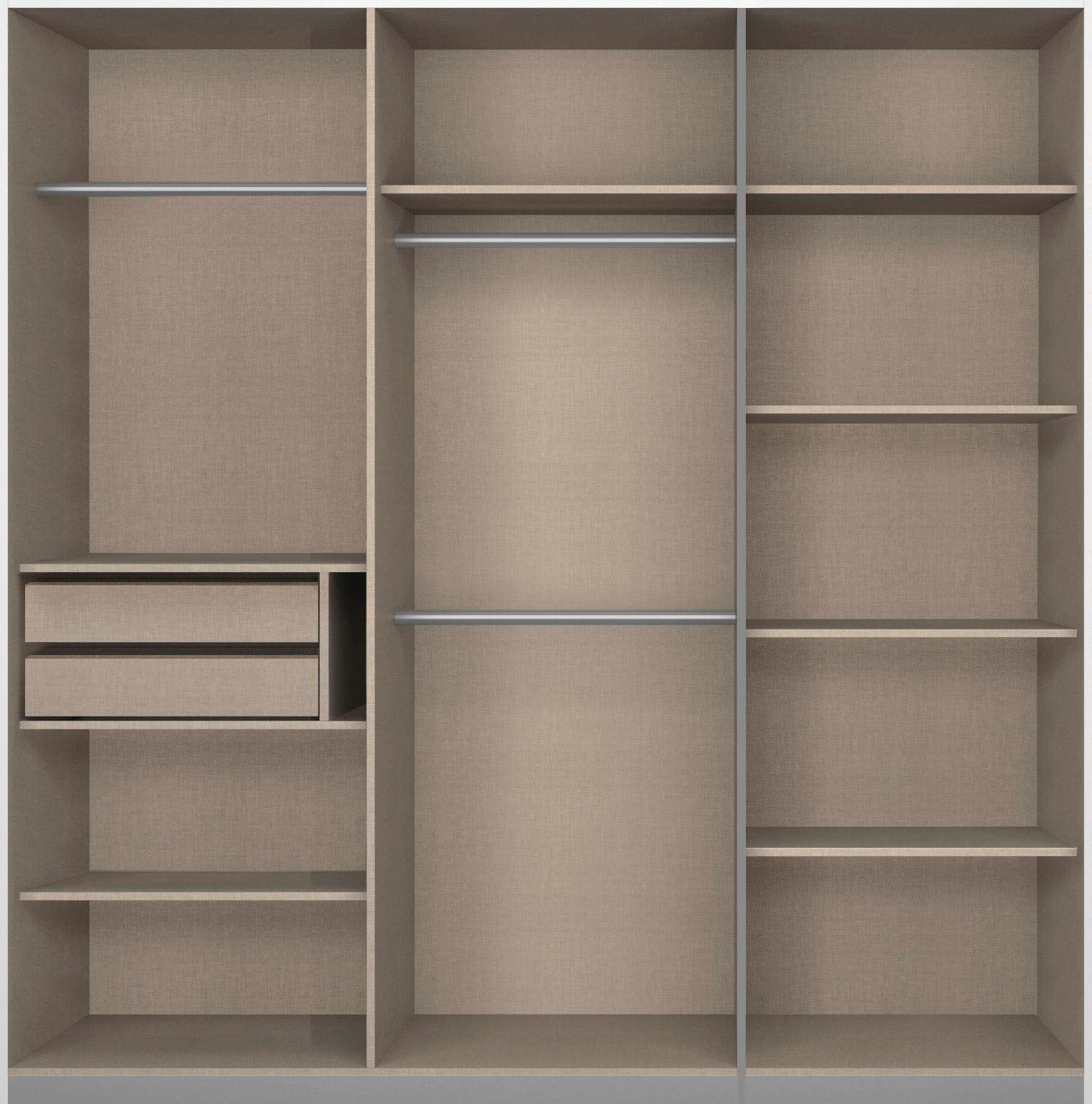 rauch Schwebetürenschrank »Kleiderschrank Schrank Garderobe Schlafzimmerschrank Ankleide KEPAN« optional mit Beleuchtung, Breiten: 211-368 cm, Höhen 213/233 cm,  inkl. Schubladeneinsatz und Passepartout MADE IN GERMANY