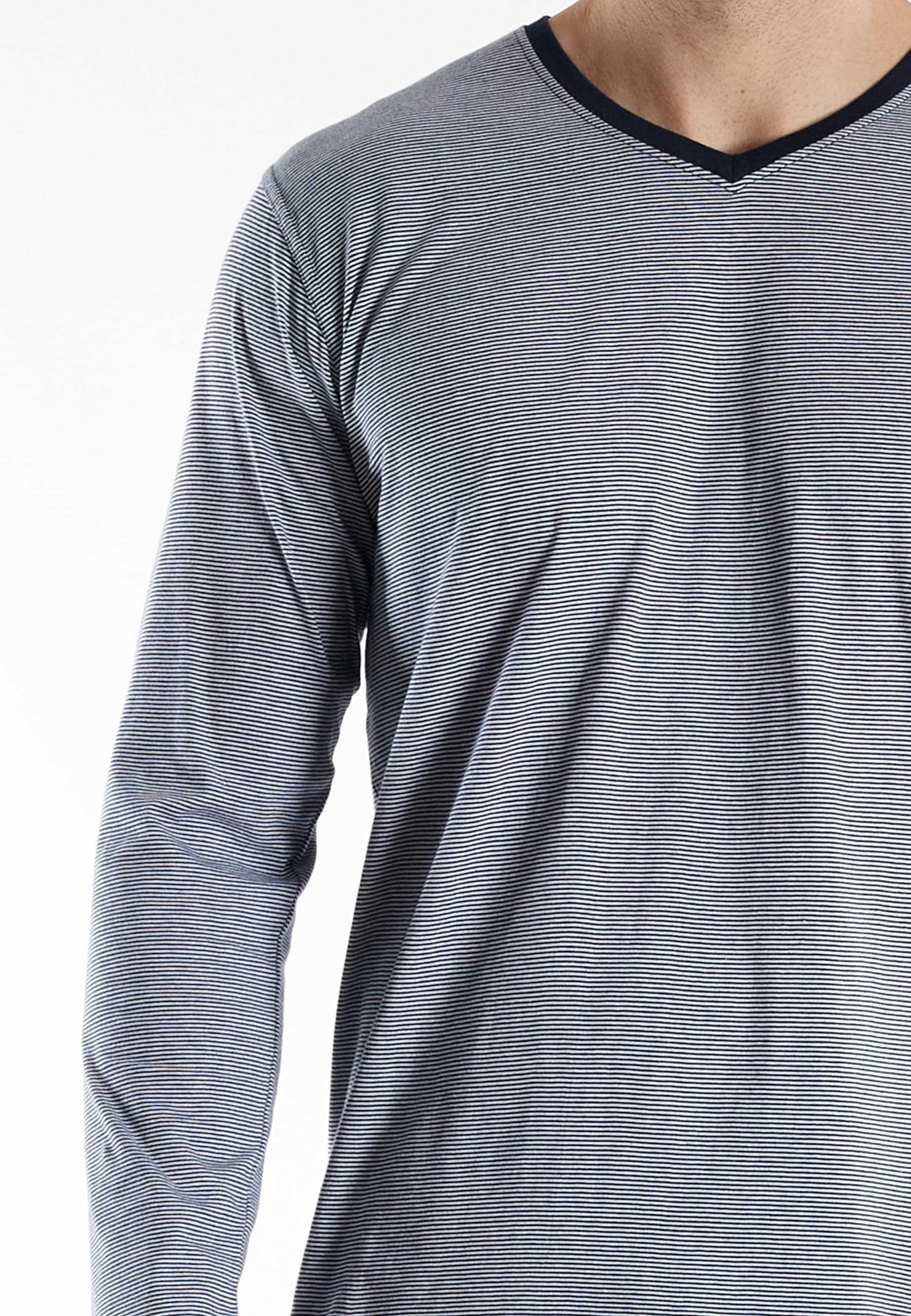 TOM TAILOR Pyjama »Nevada« 2 tlg. Streifendesign, Langarm, V-Ausschnitt, lange Hose, atmungsaktiv