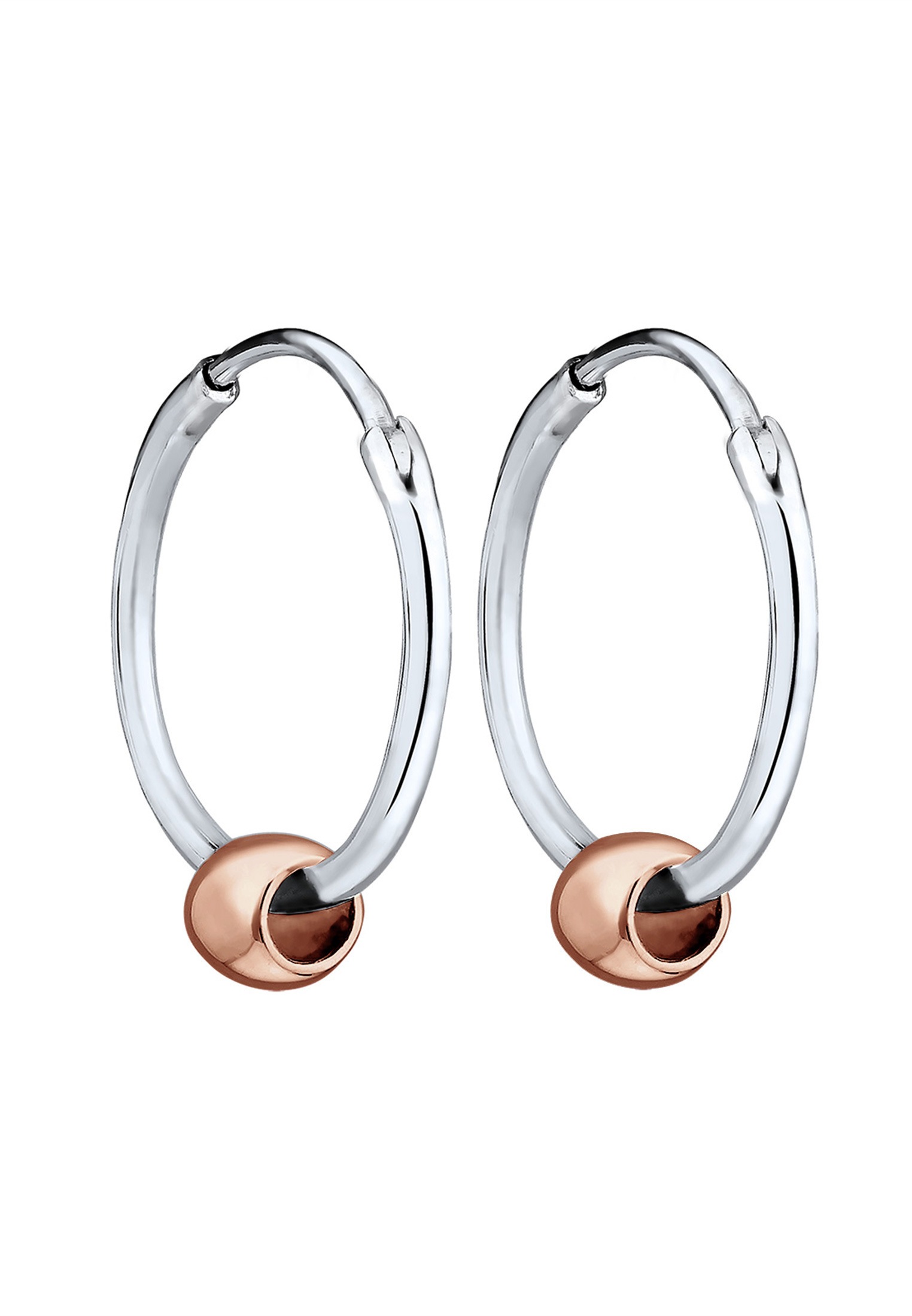 Elli Paar Creolen »Ohrringe Kugel Geo Creole Bi-Color 925 Sterling Silber«