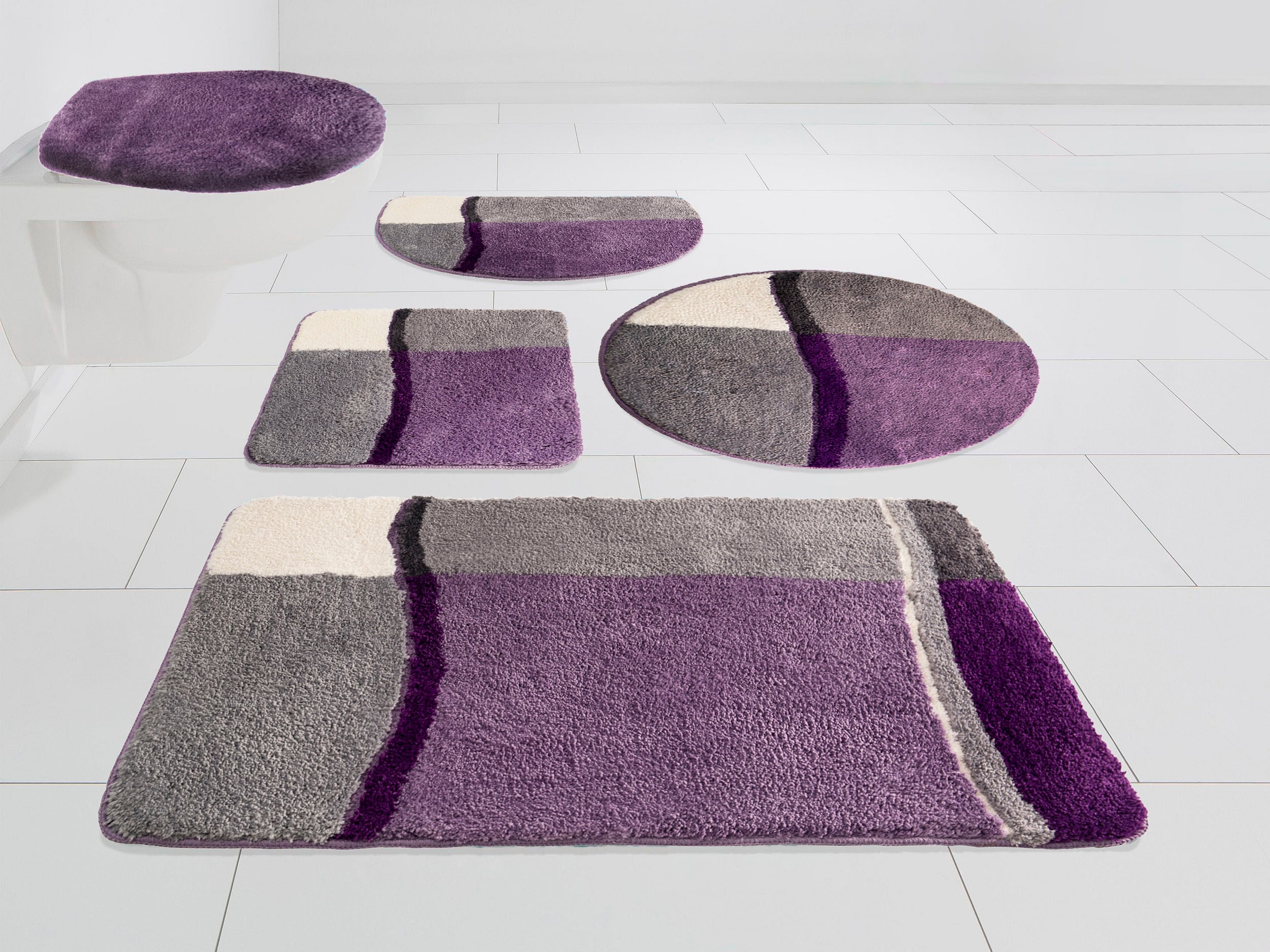 My Home Badematte »Belio, Badvorleger, Badezimmer Teppich« Höhe 20 mm rutschhemmend beschichtet fußbodenheizungsgeeignet schnell trocknend...