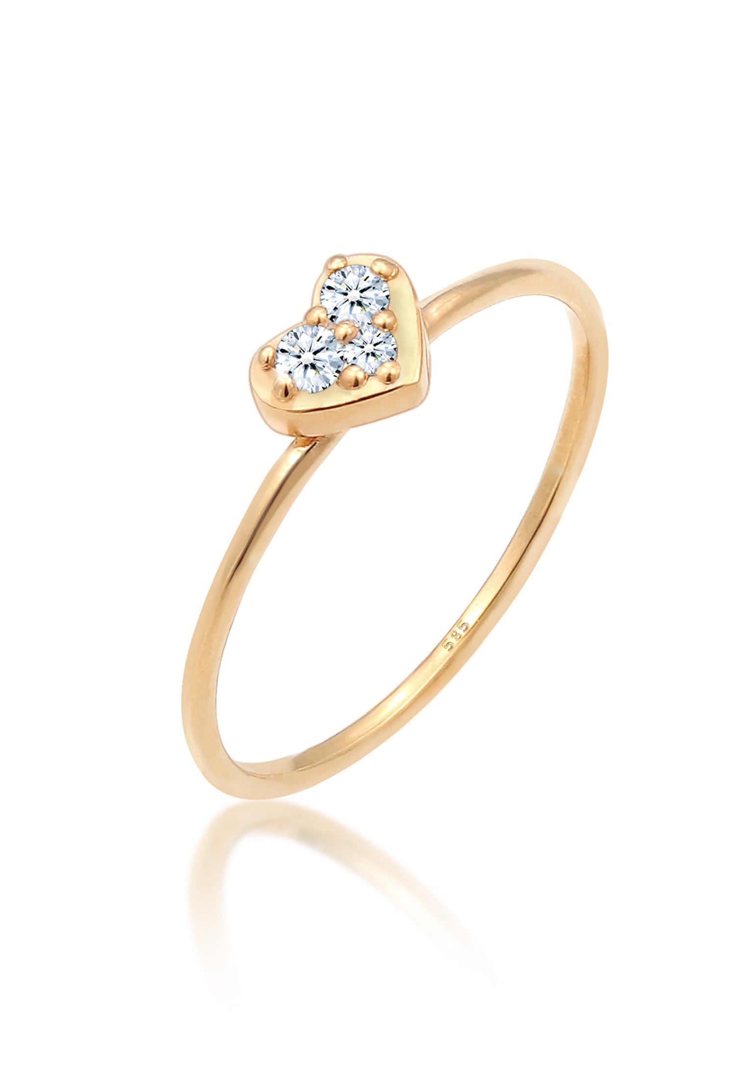 Trauring »Ring Herz Trio Diamant (0.075 ct.)Romantik 585 Gelbgold«