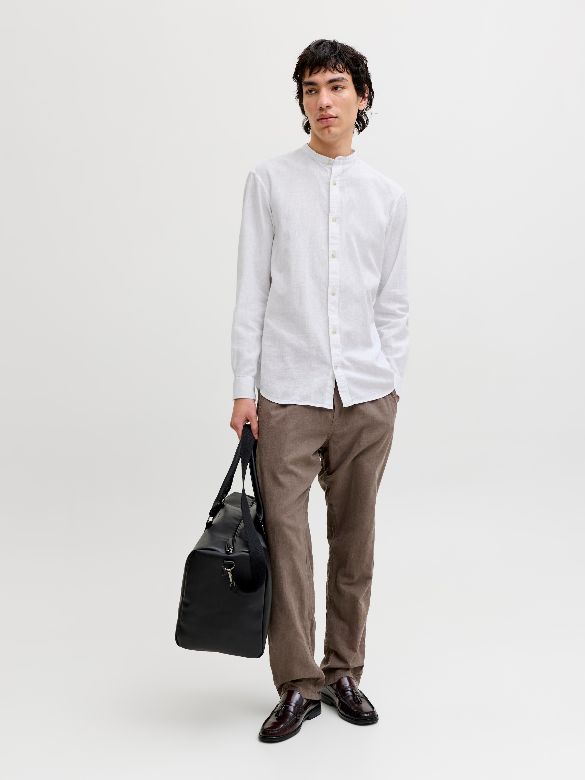 Jack & Jones Langarmhemd »JJESUMMER LINEN BLEND BAND SHIRT L/S SN« Baumwollmischung, regular fit