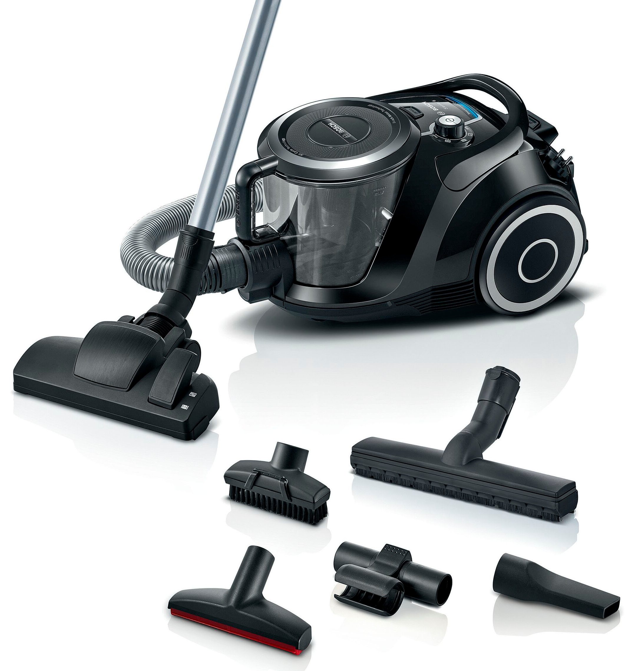 BOSCH Bodenstaubsauger »BGC41XSIL, Serie 6, schwarz«, 700 W, beutellos, extra leise (68 dB), langes Kabel