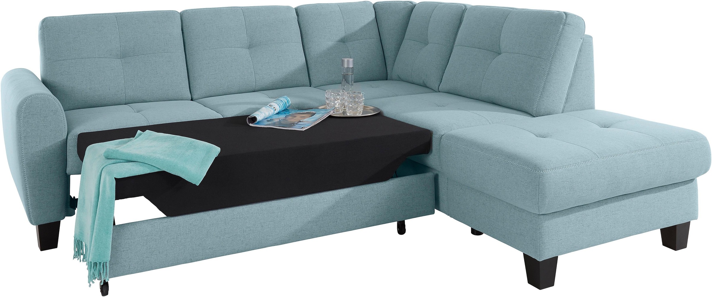sit&more Ecksofa »Varese L-Form«, mit Federkern, wahlweise mit Bettfunktion und Stauraum