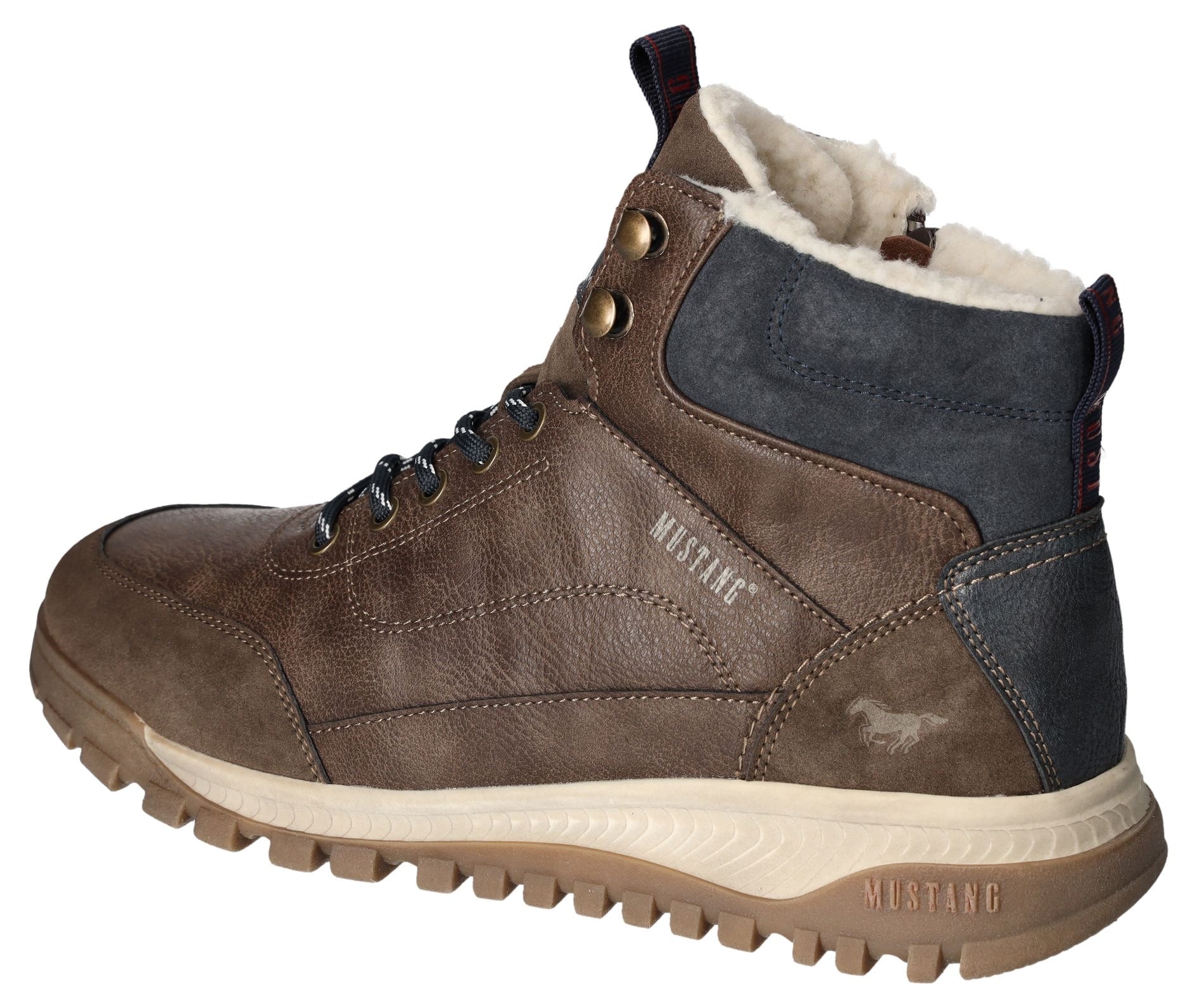Mustang Shoes Winterboots, Keilabsatz, Schnürboots, Stiefelette mit Kontrastbesatz
