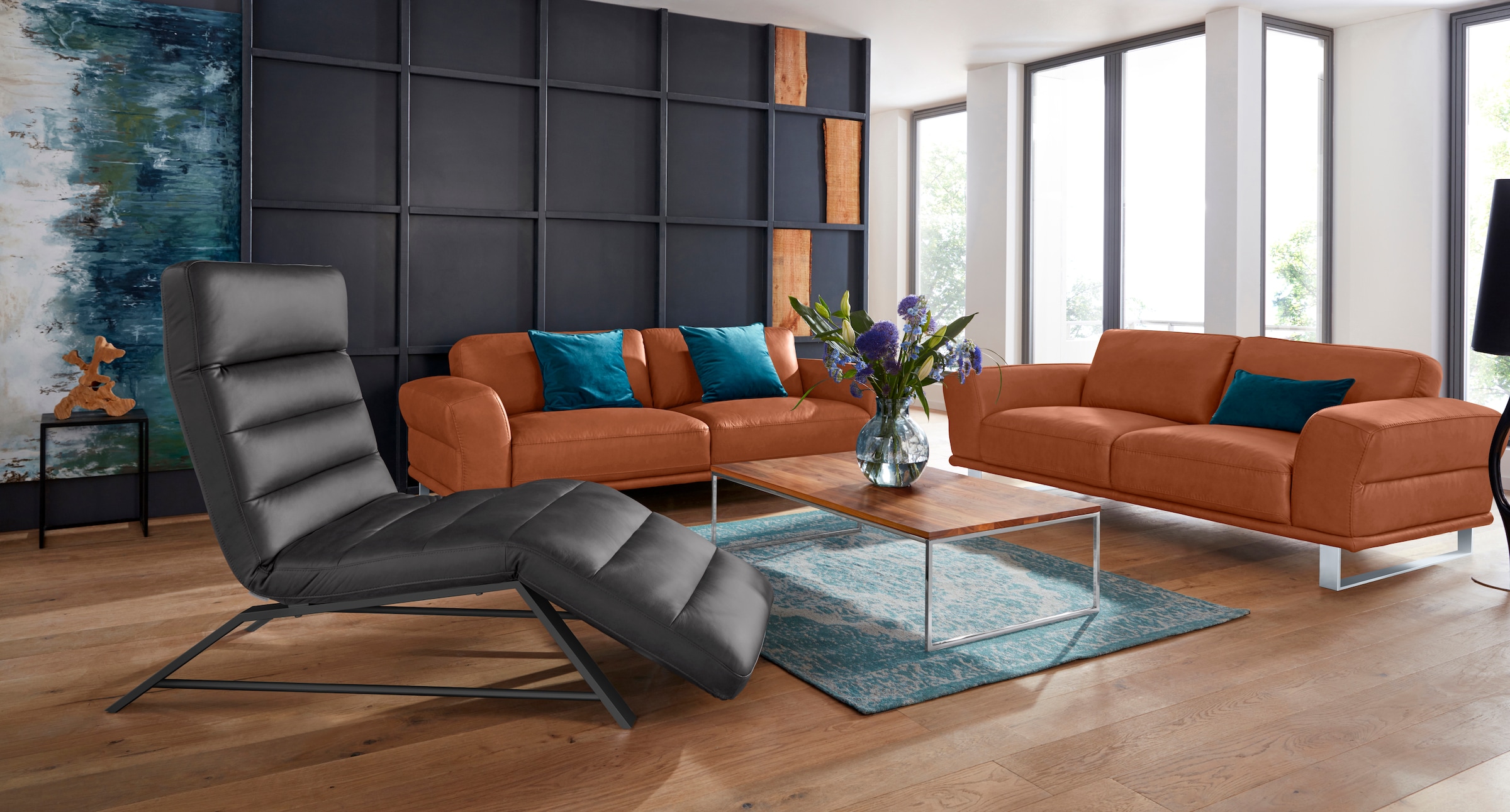 W.SCHILLIG 2,5-Sitzer »montanaa«, mit Metallkufen in Silber matt, Breite 212 cm