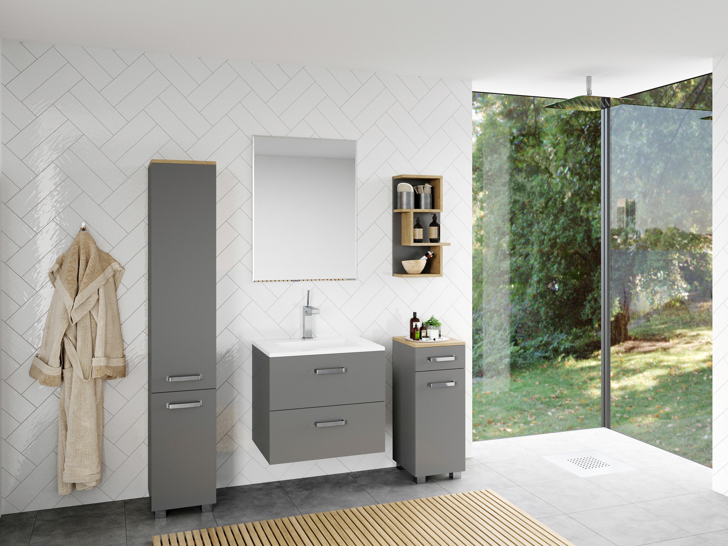 welltime Midischrank »Cosmo«, BxTxH: ca. 30x32,5x76,5 cm, 2 Fächer, Türanschlag wechselbar