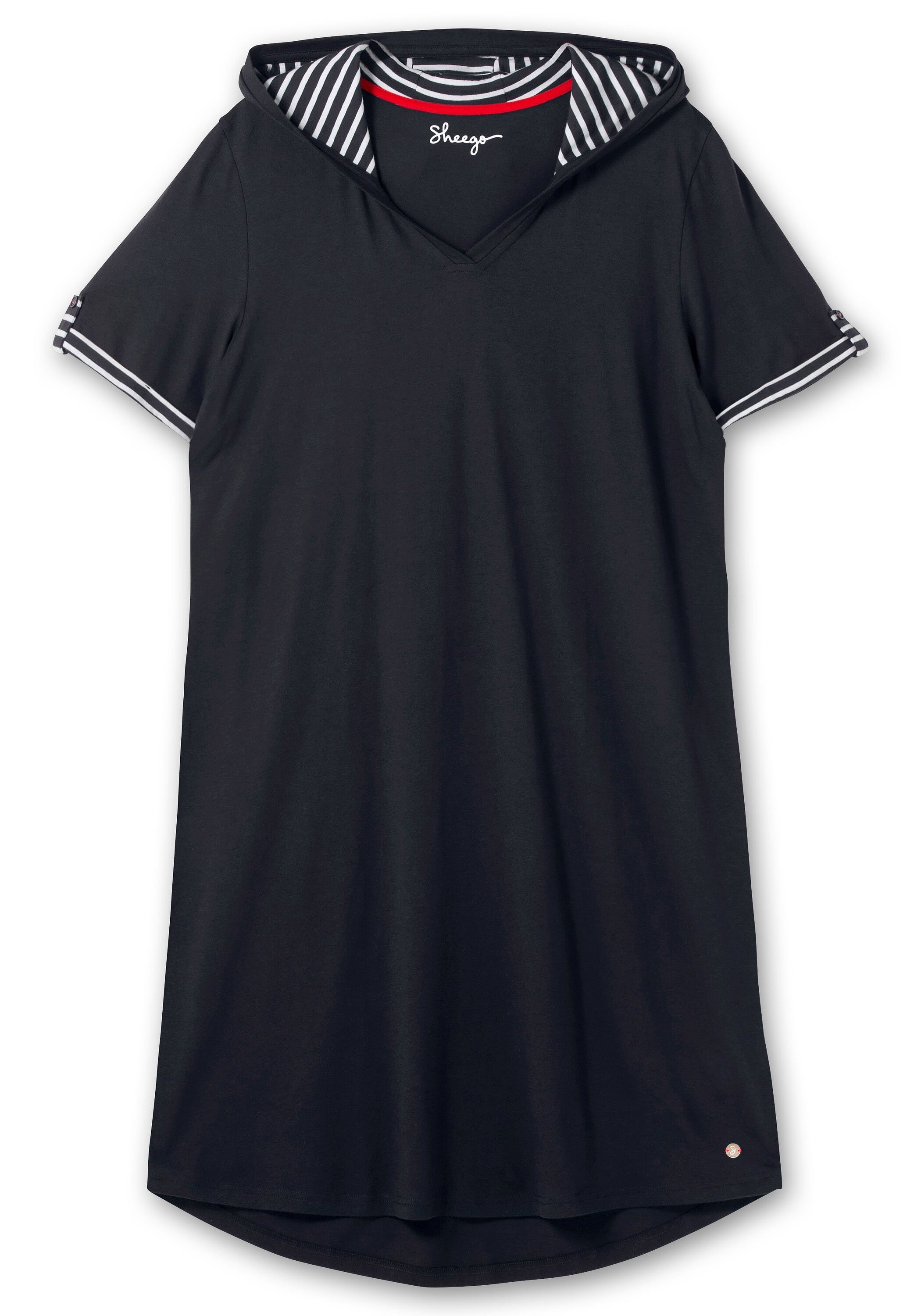Sheego Shirtkleid »Kapuzenkleid mit Kontrastdetails und längerem Rücken«