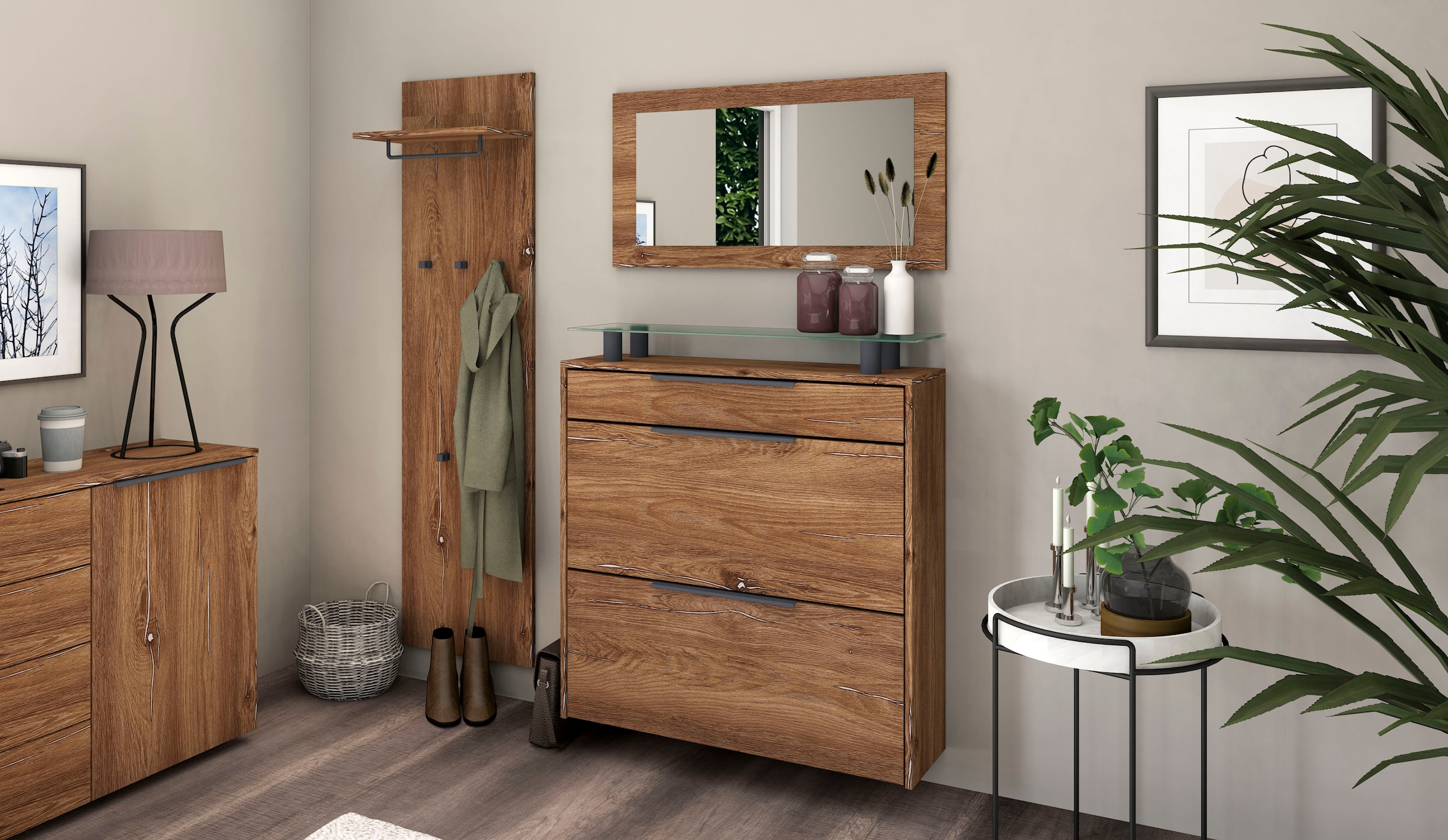 Borchardt Möbel Garderoben-Set »Tom« 3 Stk. tlg. in braun