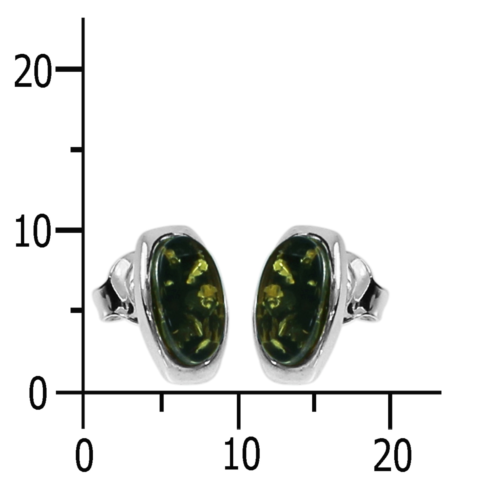 OSTSEE-SCHMUCK Paar Ohrstecker »- Tinta grün - Silber 925/000 - Bernstein«