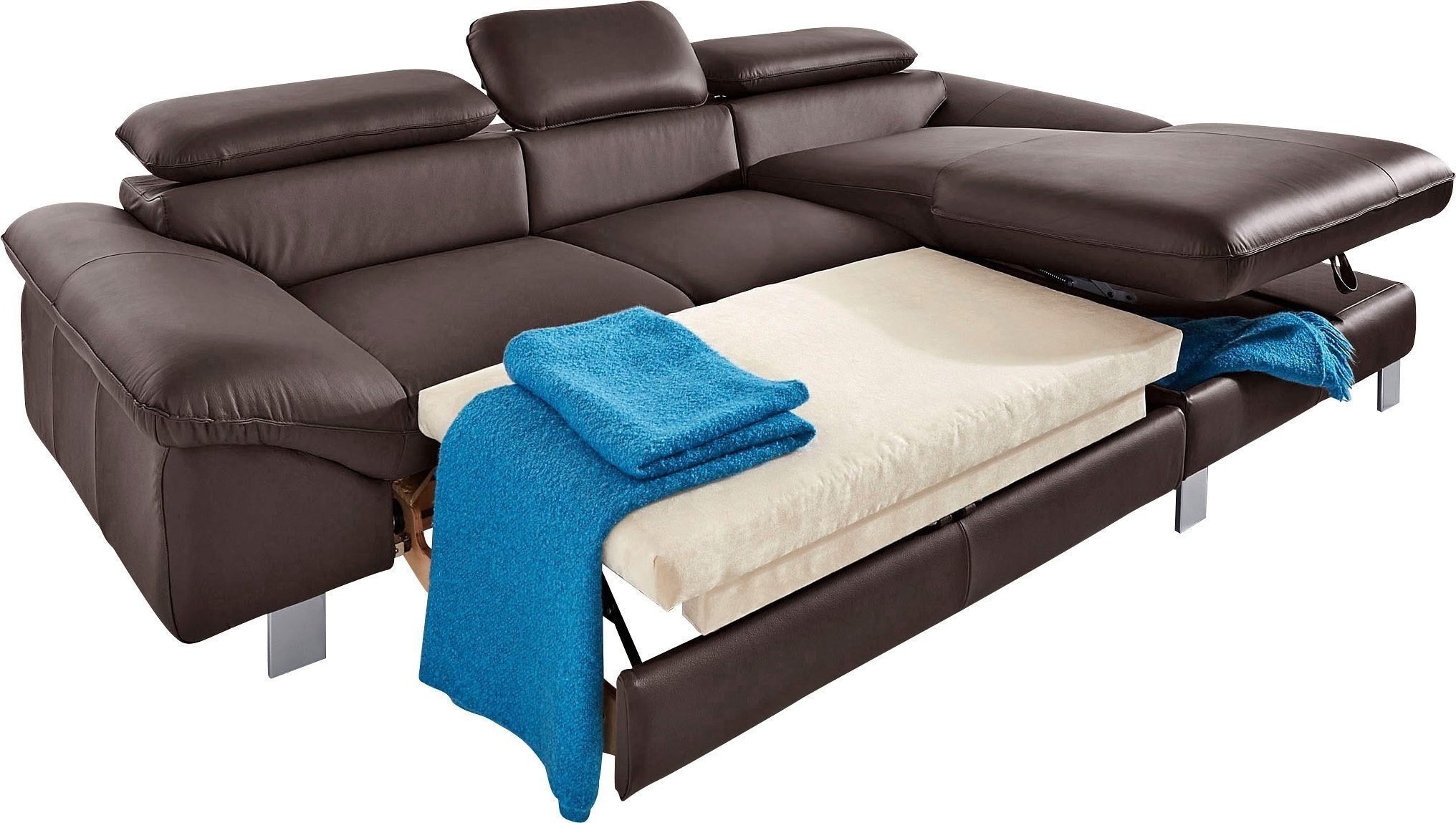 COTTA Polstergarnitur »Driver L-Form«, (Set), Set bestehend aus: Ecksofa mit Kopfteilverstellung & Hocker
