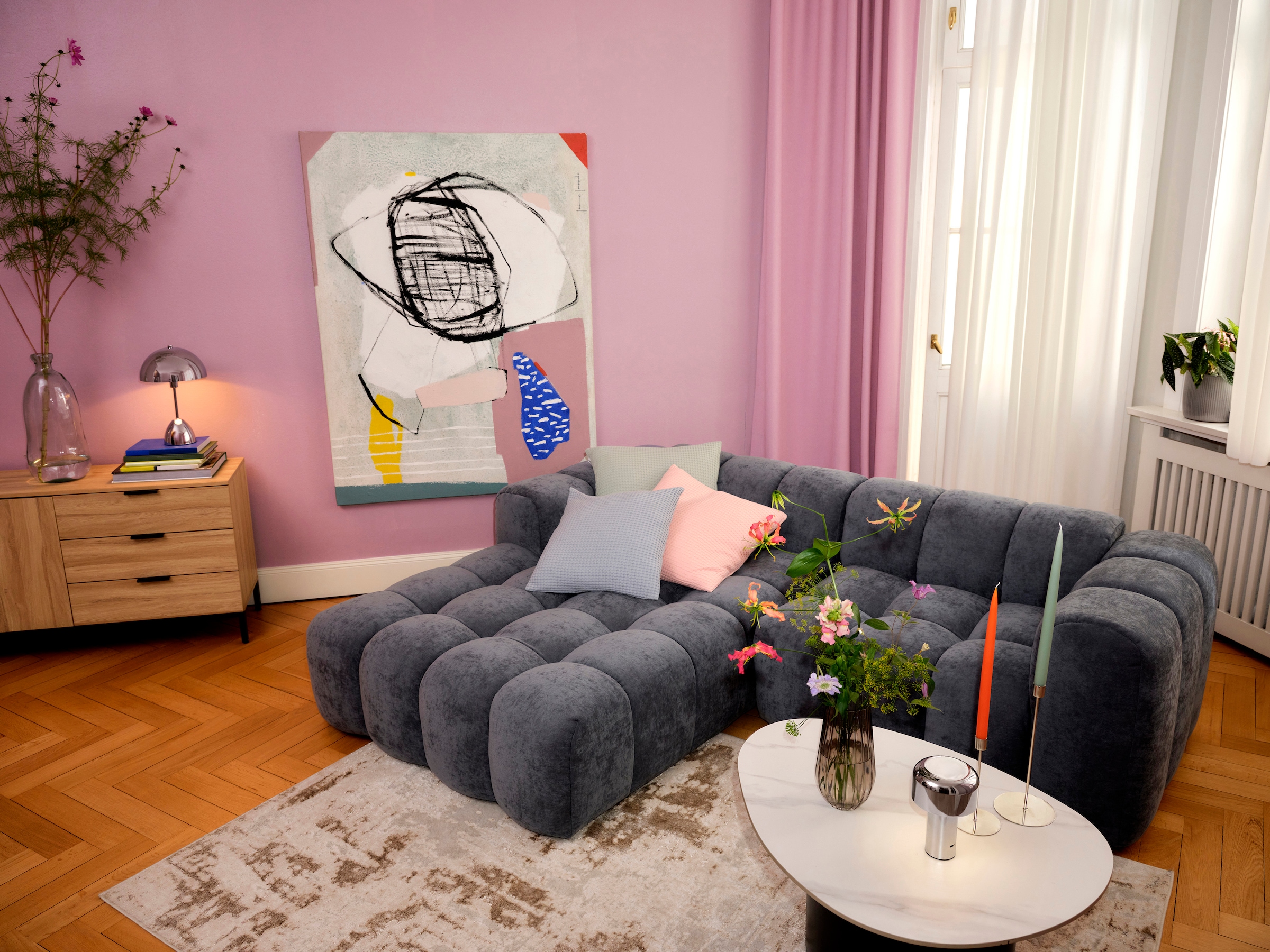 OTTO home Teppich »Miaja, im Vintage-Look« rechteckig 11 mm Höhe dichte Qualität,  leichter Glanz, Wohnzimmer, Schlafzimmer, Esszimmer