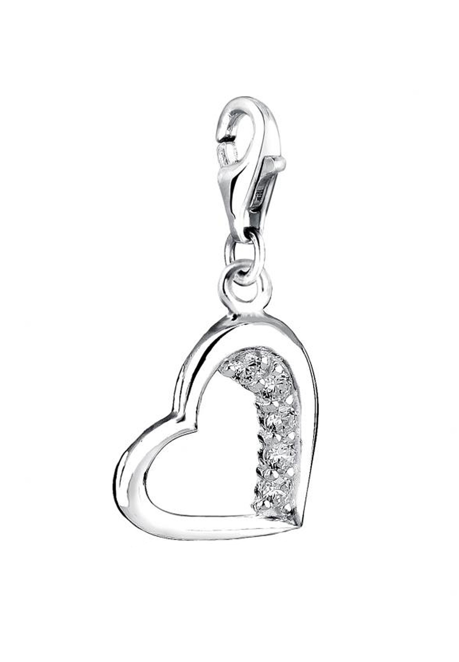 Nenalina Charm-Einhänger »Charm Herz Motiv Anhänger Cubic Zirkonia 925 Silber«