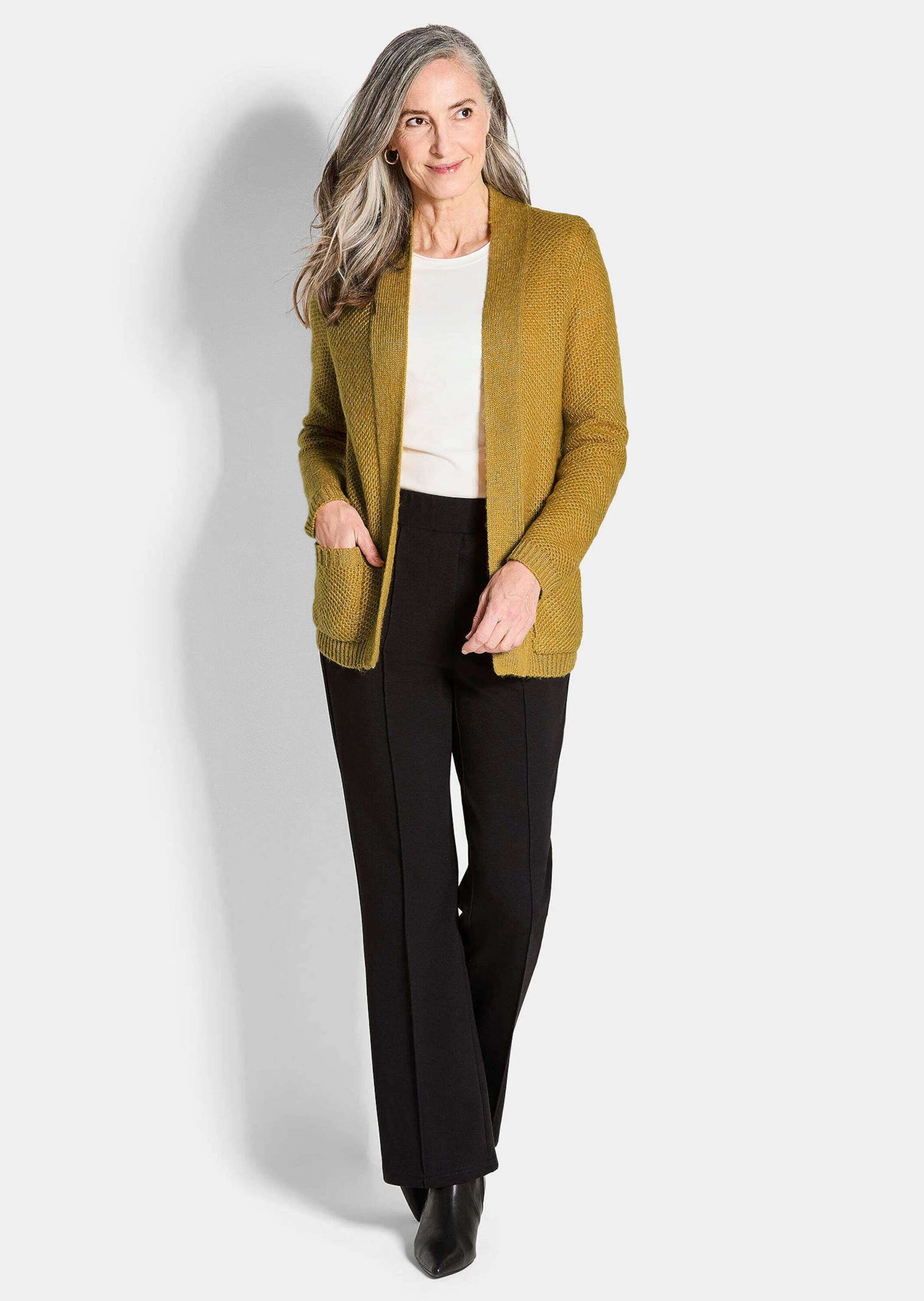 GOLDNER Strickjacke »Offener Cardigan mit Taschen, Glanz«