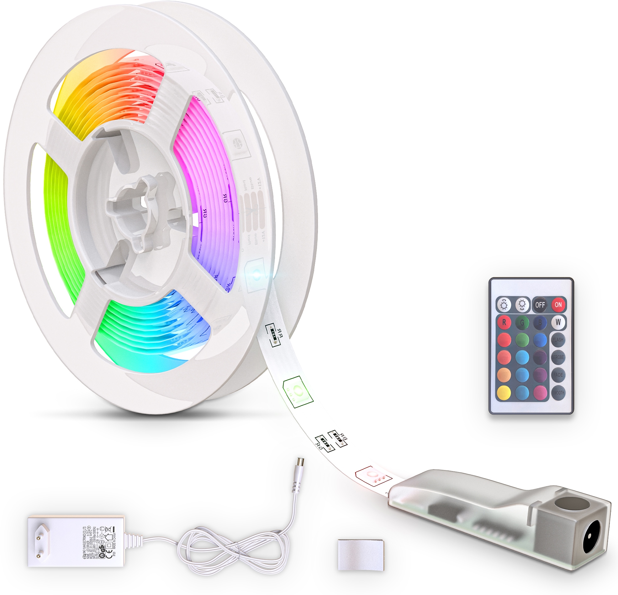 B.K.Licht LED Stripe, LED Band 3m, RGB, Fernbedienung, selbstklebend, Farbwechsel, kürzbar