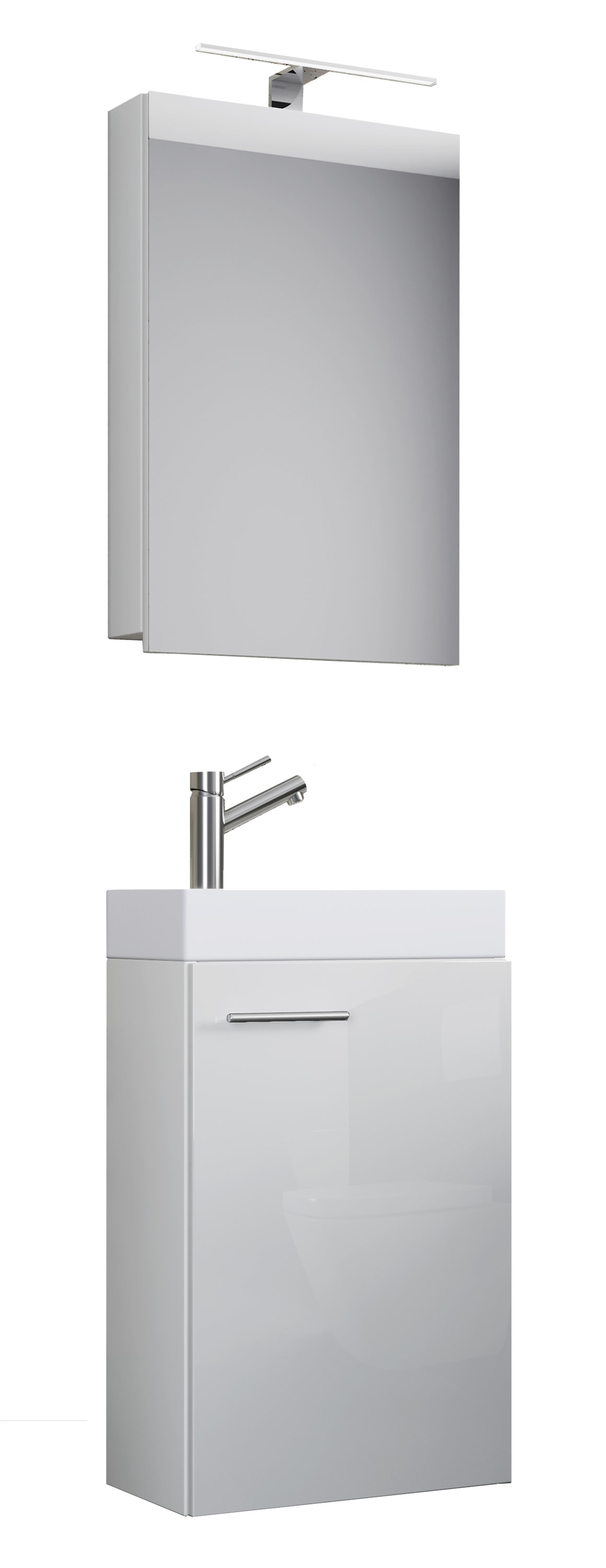 VCM Set d'armoire à glace ou miroir et meuble sous vasque avec lavabo Slito, pour salle de bain (avec armoire à glace, blanc)