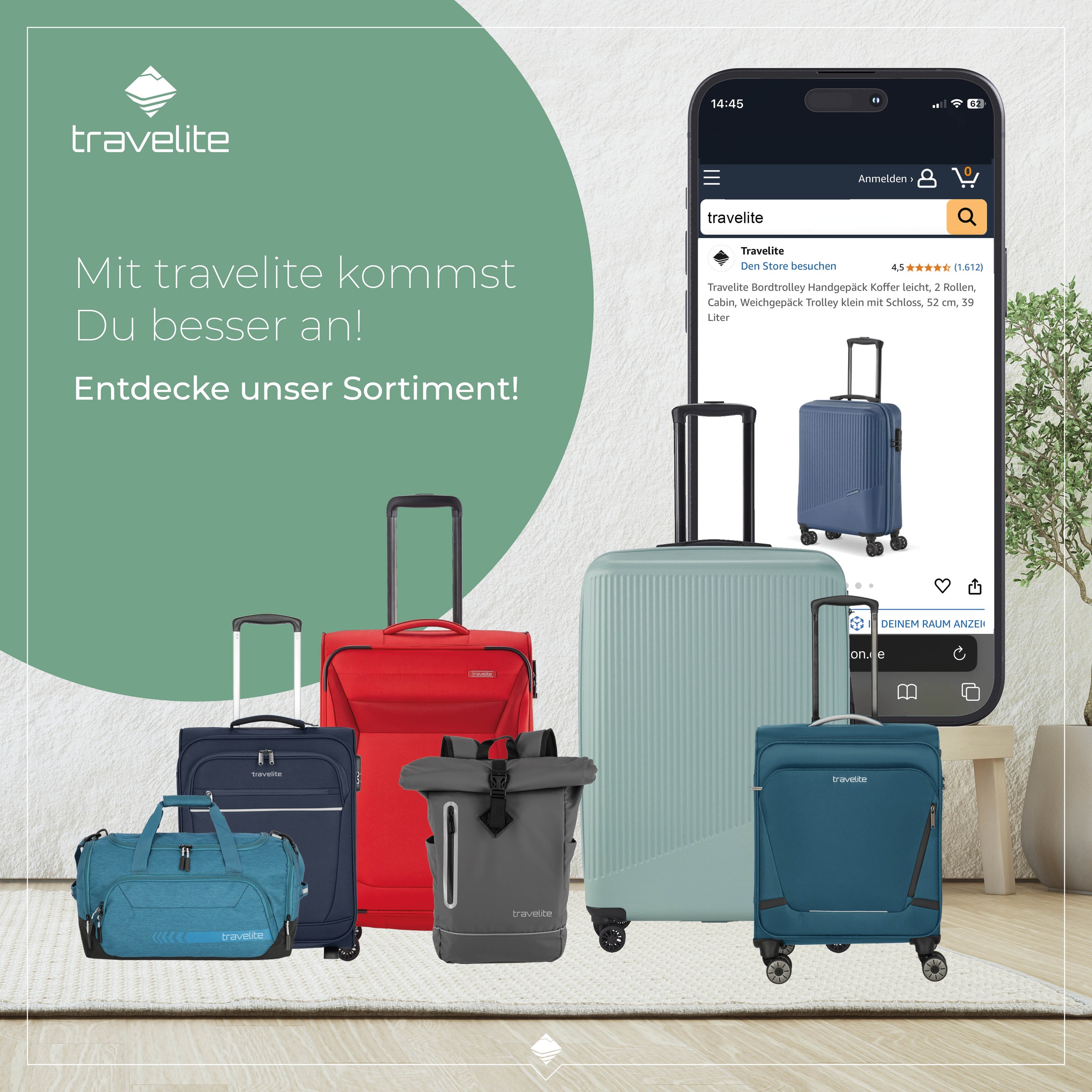 travelite Handgepäck-Trolley »JETPACK Max 4 Cabin Handgepäck Koffer« 41 l 4 Rollen Weichgepäck, passend für Ryanair, Condor und viele gängige Airlines