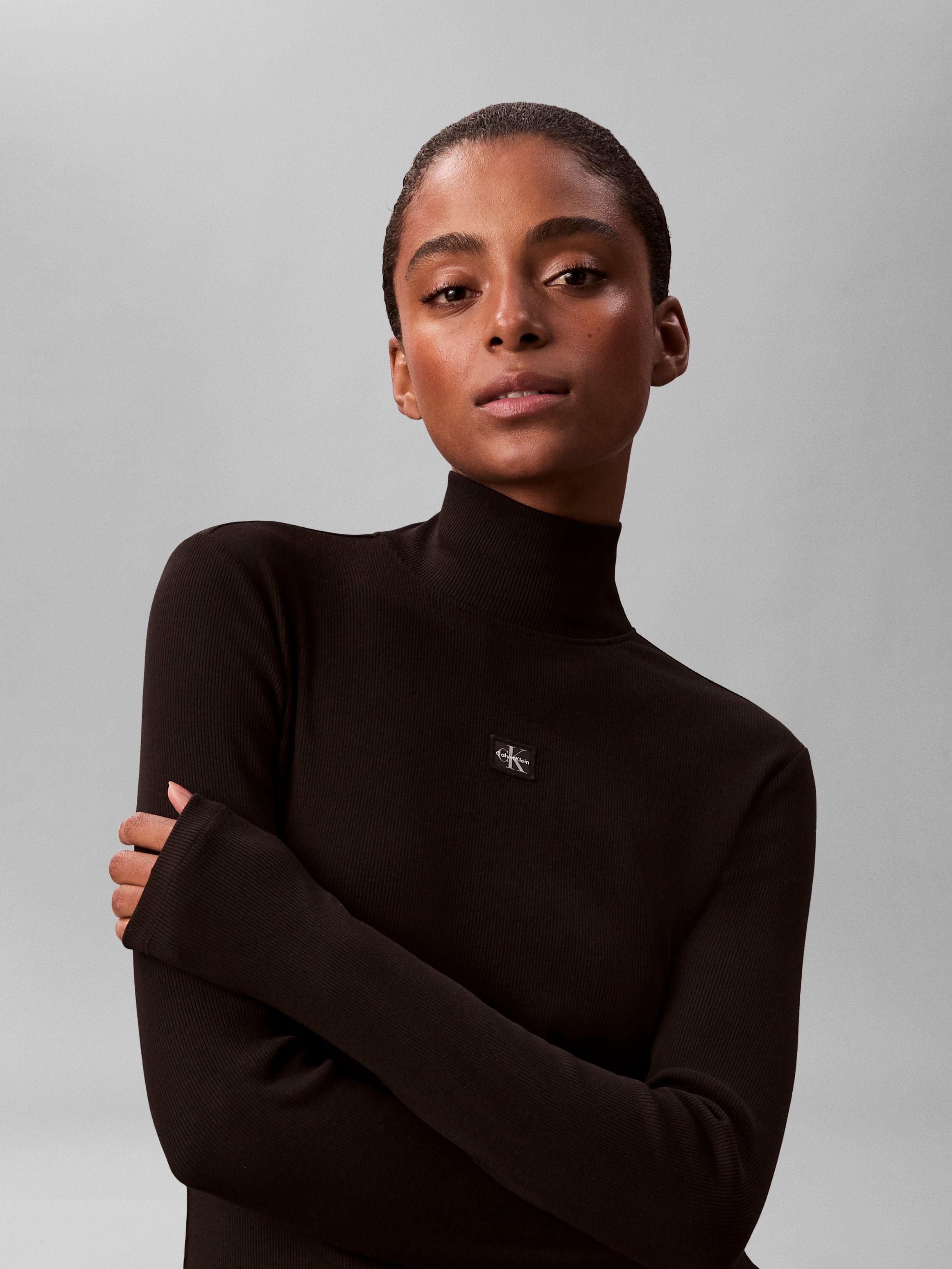 Calvin Klein Jeans Minikleid Ohne Tasche Figurbetonte Passform mit Stehkragen