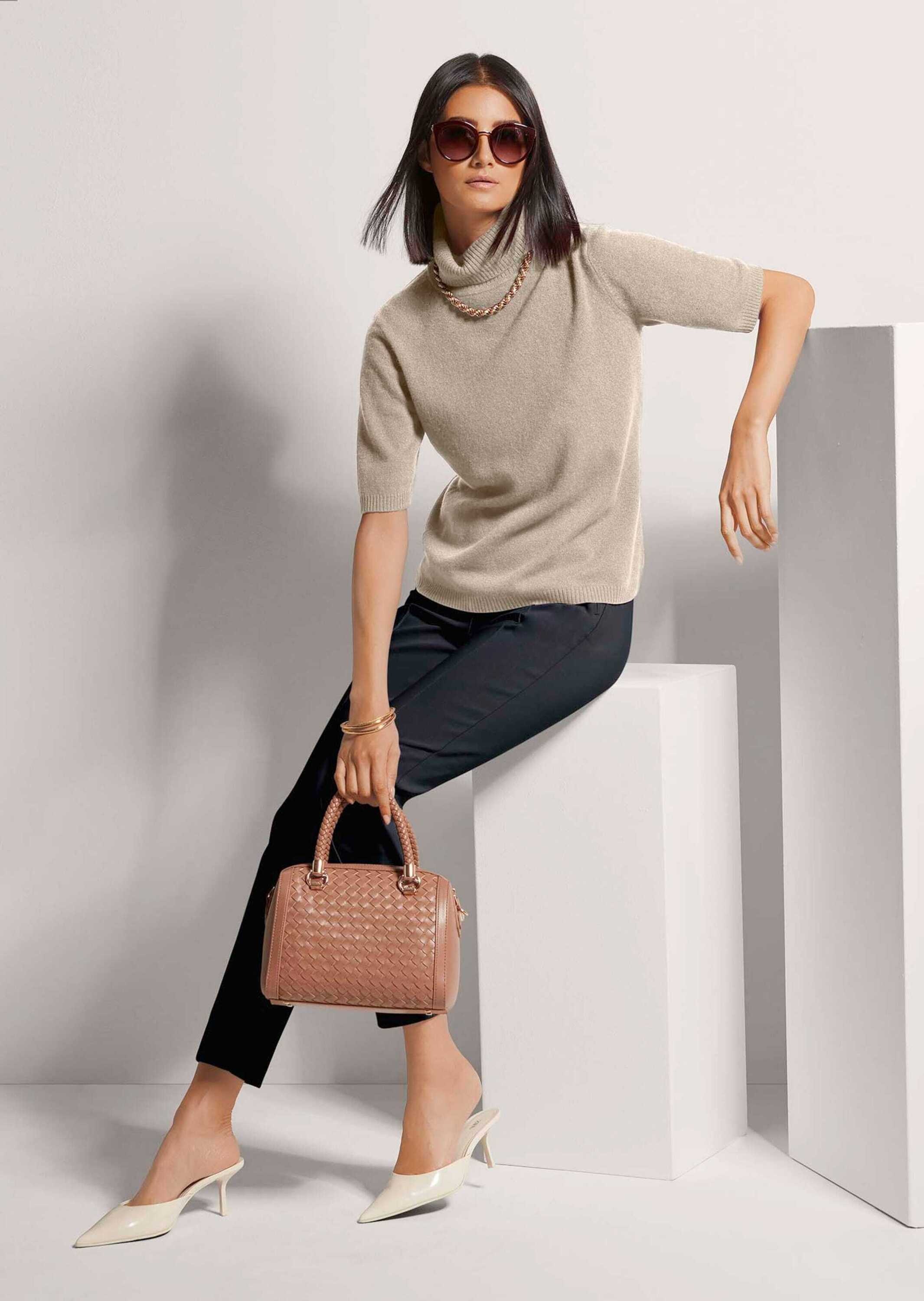 MADELEINE Longpullover »Kaschmirpullover Luxuriöser Strickpullover mit Rollkragen« Kaschmirpullover mit Halbarm