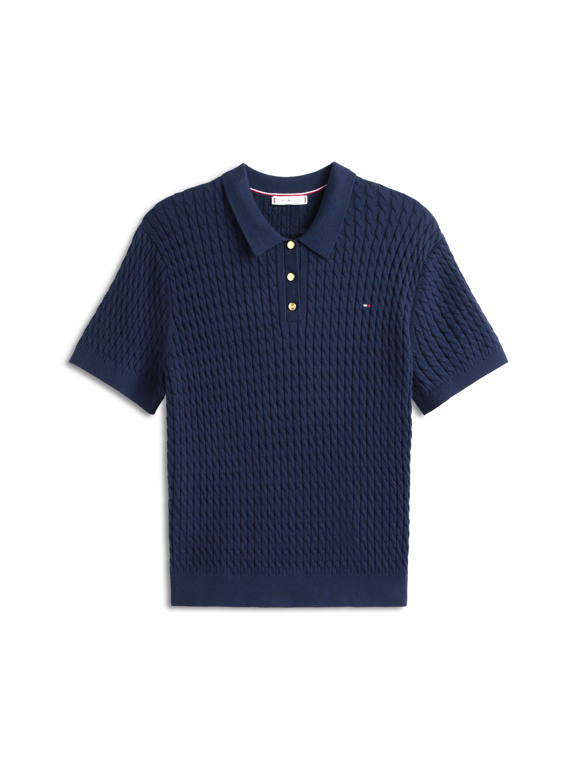 Tommy Hilfiger Curve Polokragenpullover »CRV CO CABLE FINE GG POLO S/S« in großen Größen, mit Zopfmuster