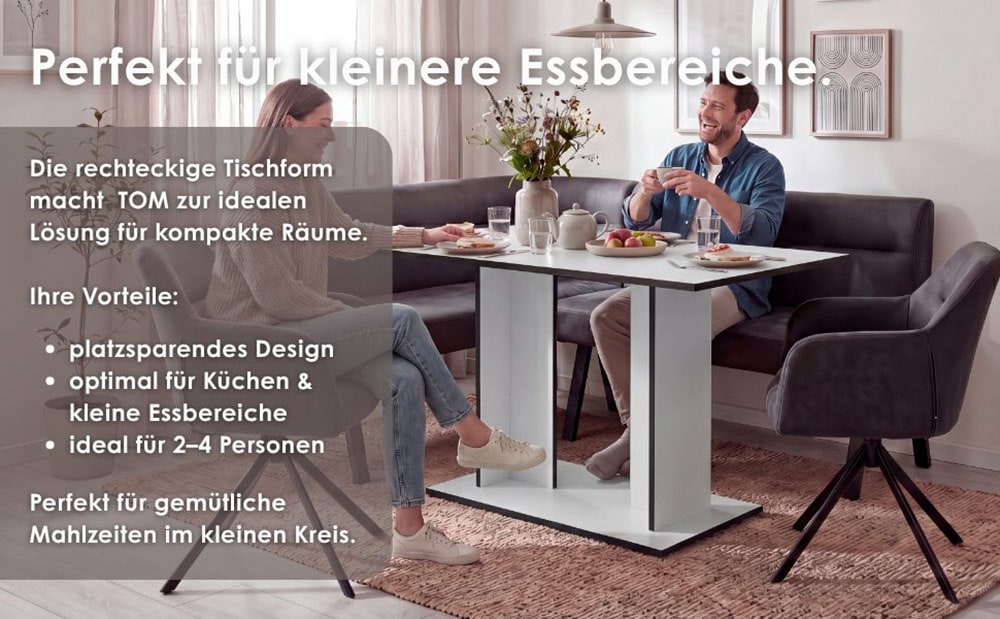 byLIVING Esstisch »TOM« Artisan Eiche oder Weiß, 100 kg, 4 Sitzplätze, Säule: 25 x 56,6 cm
