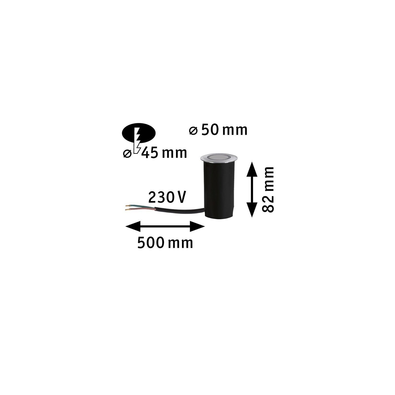 Paulmann LED Einbauleuchte »IP67 rund 50mm 2200K 2,2W 15lm 230V Alu Kunststoff, Metall«, 1 flammig, Bodeneinbauleuchte Goldlicht insektenfreundlich