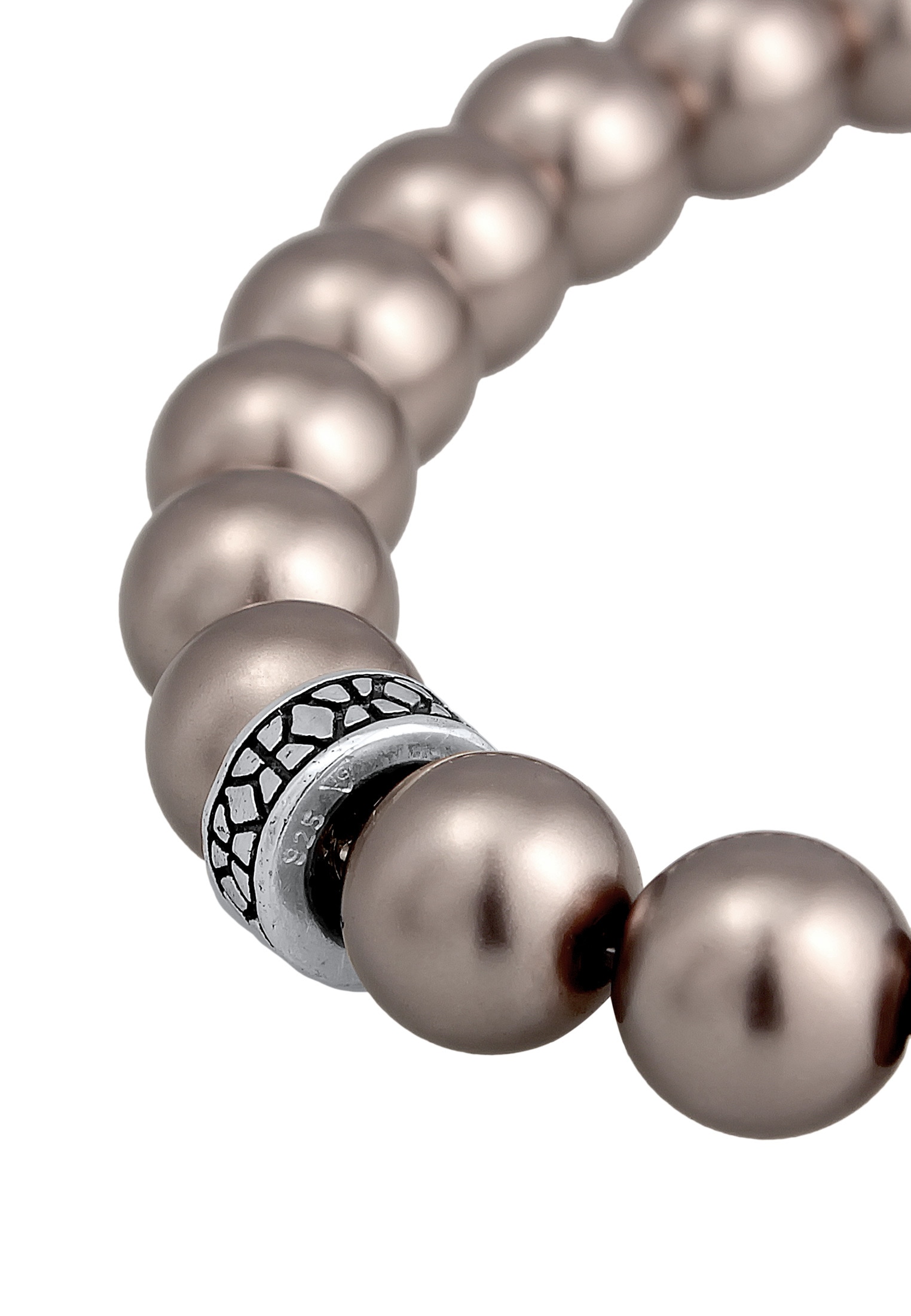 Kuzzoi Armkette »Armband Glasperlen Grau Beads Elegant 925 Silber«