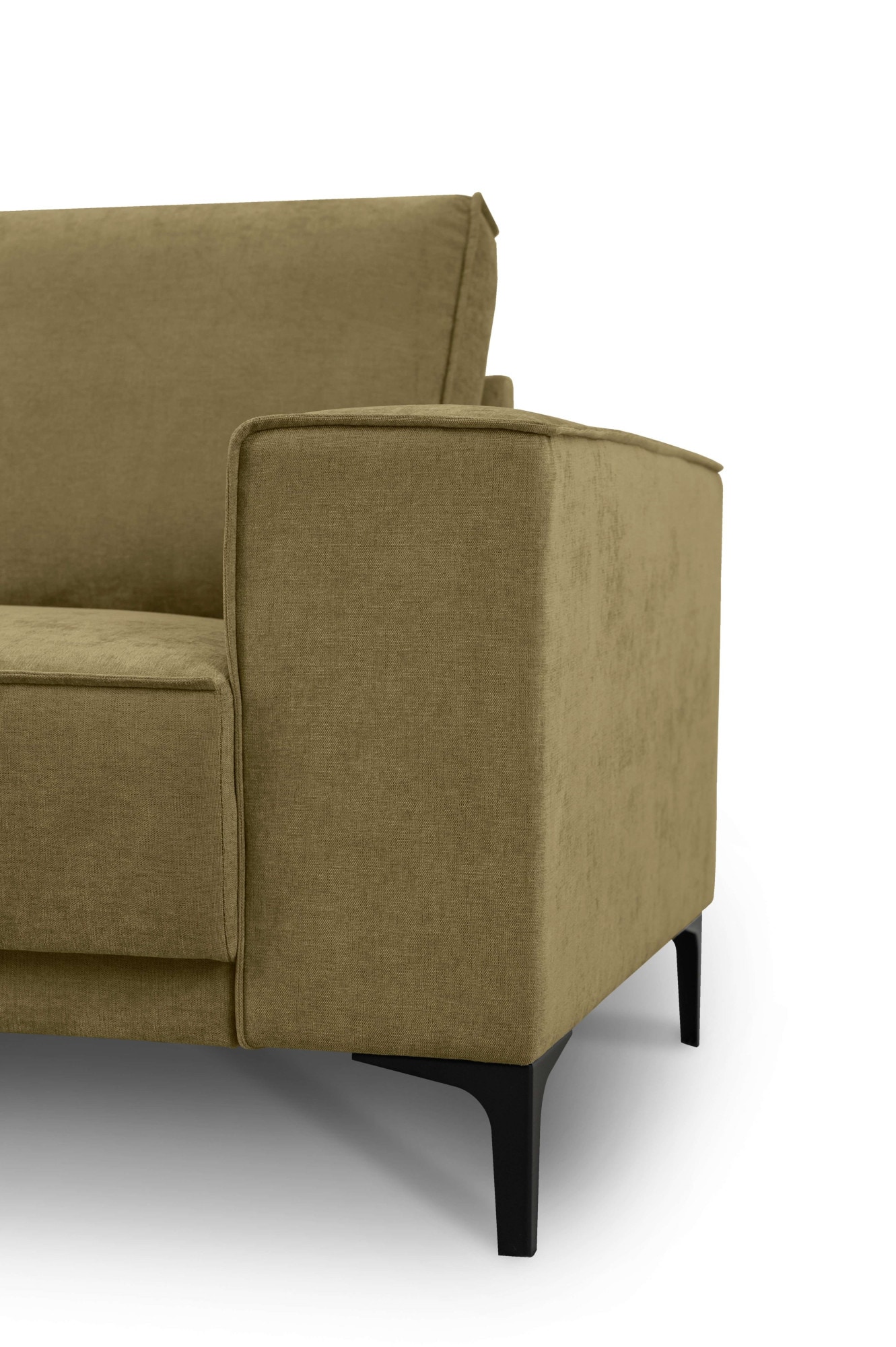 Places of Style Wohnlandschaft »XXL Sofa Oland, Struktur, Flachgewebe, Luxus-Microfaser, Boucle«, U-Form, 342 cm, Wellenunterfederung, Skandi-Design, Metallfüße