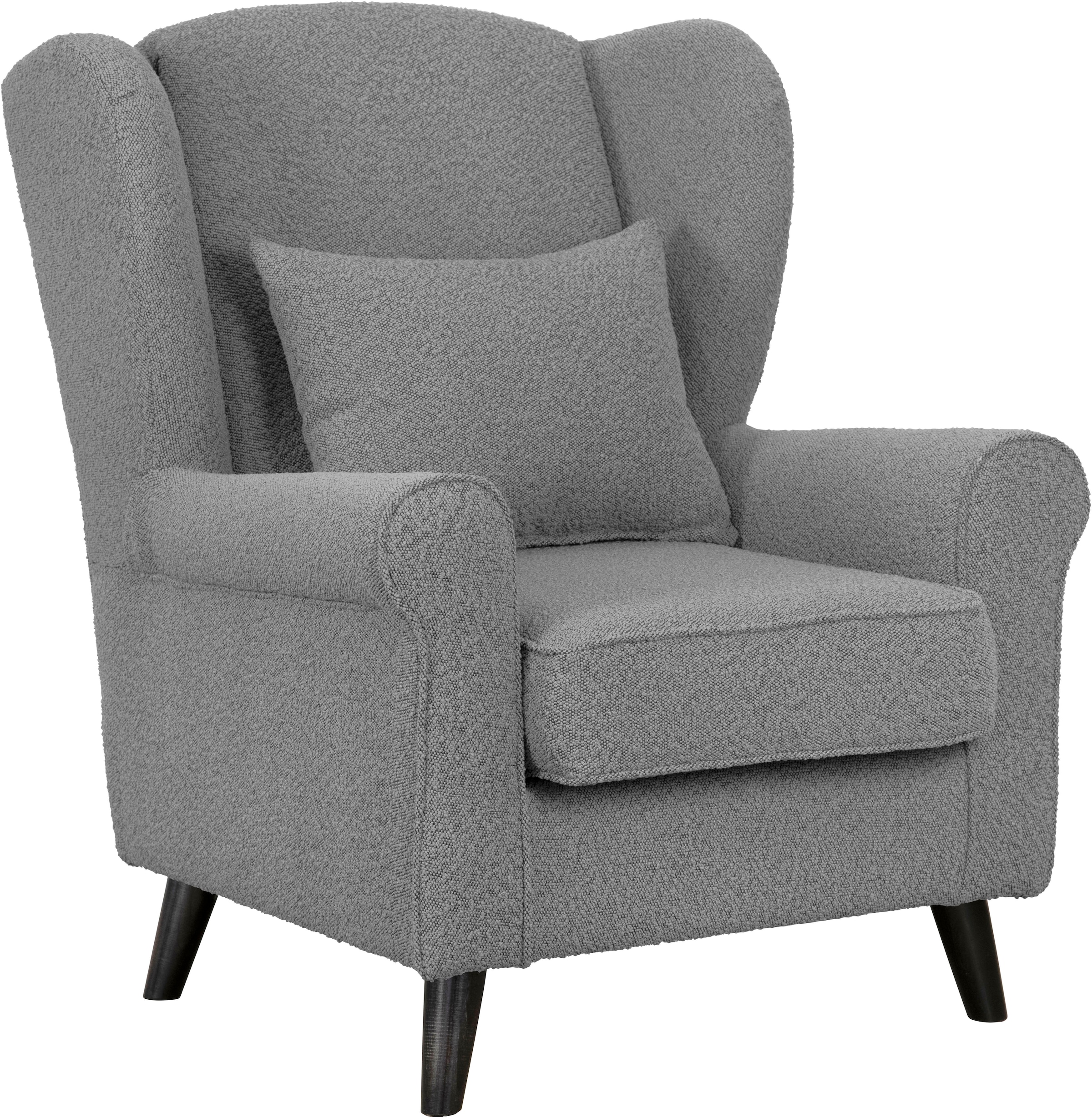 Home affaire Sessel »Ohrensessel CHISTELLE, wahlweise mit Polsterhocker«, mit Wellenunterfederung, Maße: B/T/H: 81/87/99 cm