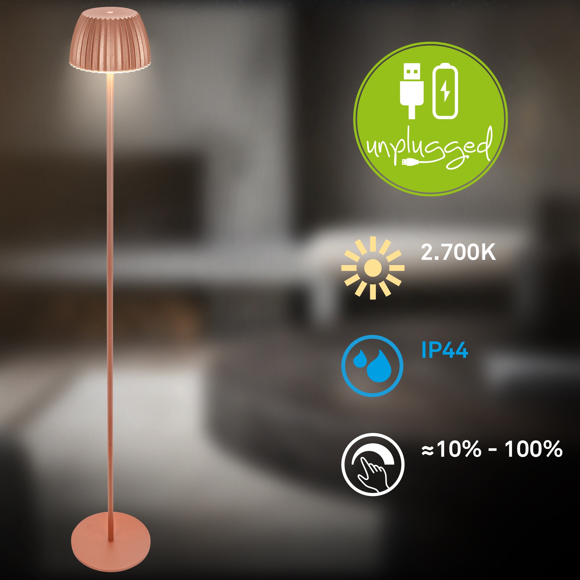 Briloner Leuchten LED Stehlampe »Akku LED Stehleuchte Riffle«