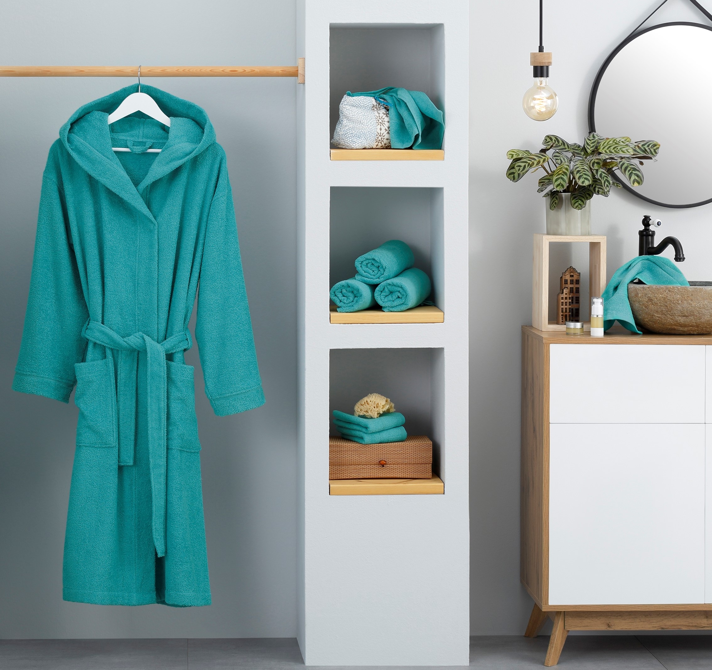 my home Unisex-Bademantel »Sanremo, ideal für Sauna & Spa, Hotelbademantel, Morgenmantel«, (1 St.), mit Taschen, Damen & Herren Bademäntel, S-3XL