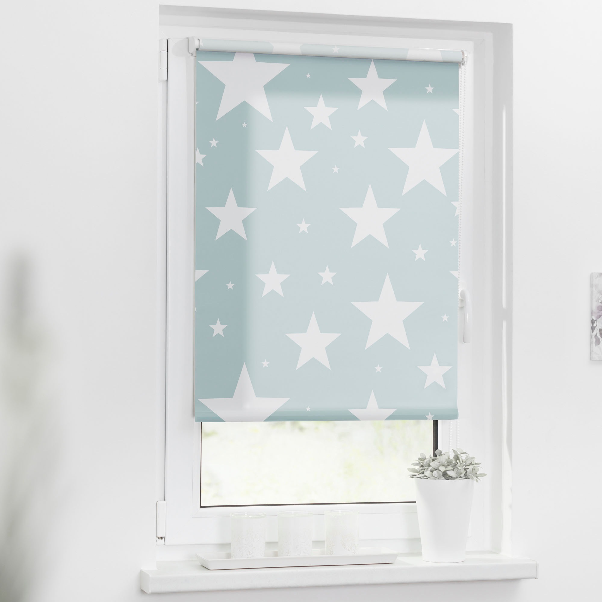 LICHTBLICK ORIGINAL Seitenzugrollo »Rollo Klemmfix, ohne Bohren, blickdicht, Sterne« blickdicht Blendschutz | Sichtschutz freihängend