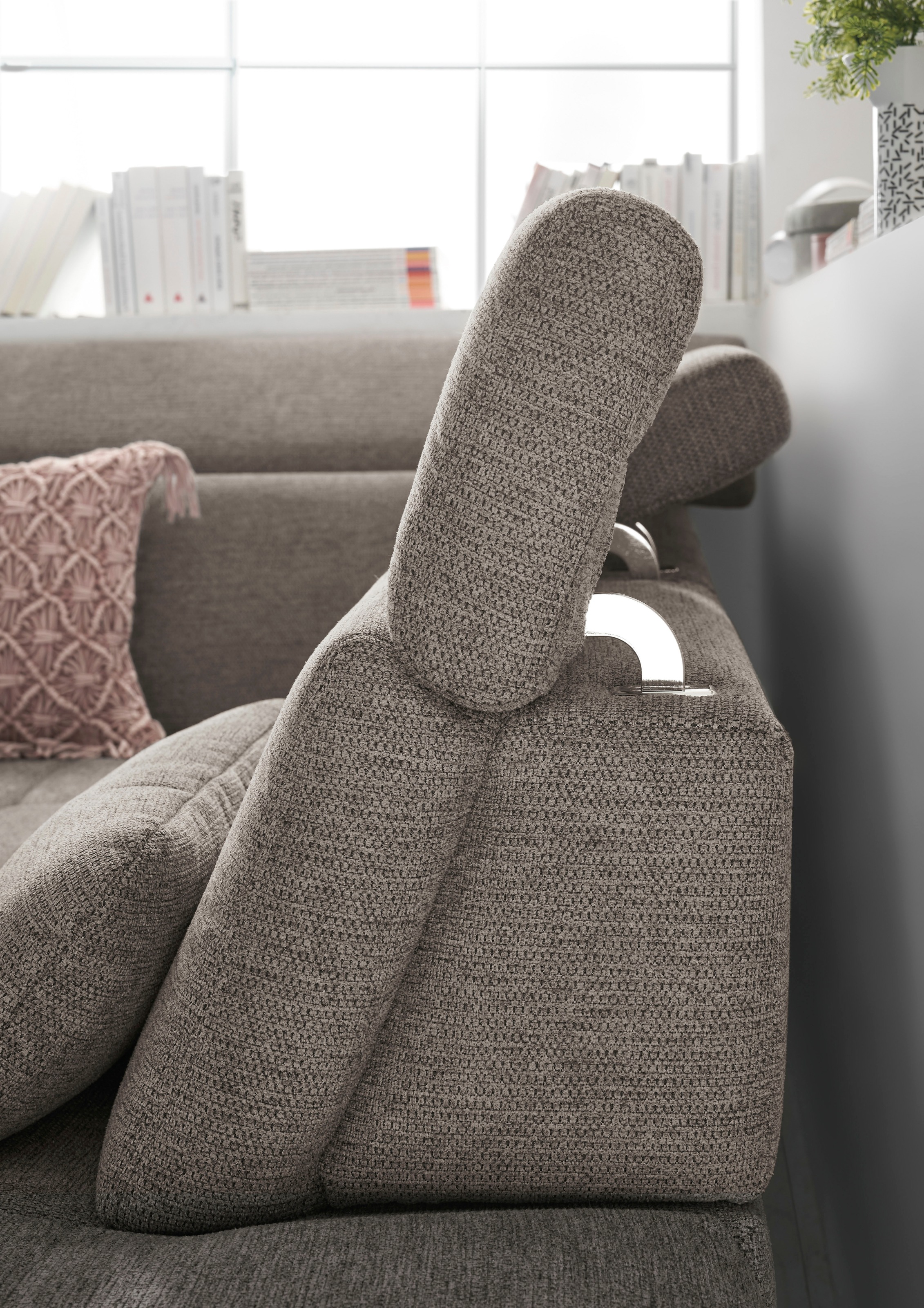 set one by Musterring Ecksofa »SO 3400 Sitzhöhe 47cm oder 49cm, Sitztiefe verstellbar, B/T 317/220 cm«, Kaltschaumpolsterung, Flachgewebe, whlw. mit Funktionen, Sitzhöhe 47